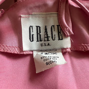 Vintage Pink Satin Formal Dress (S)