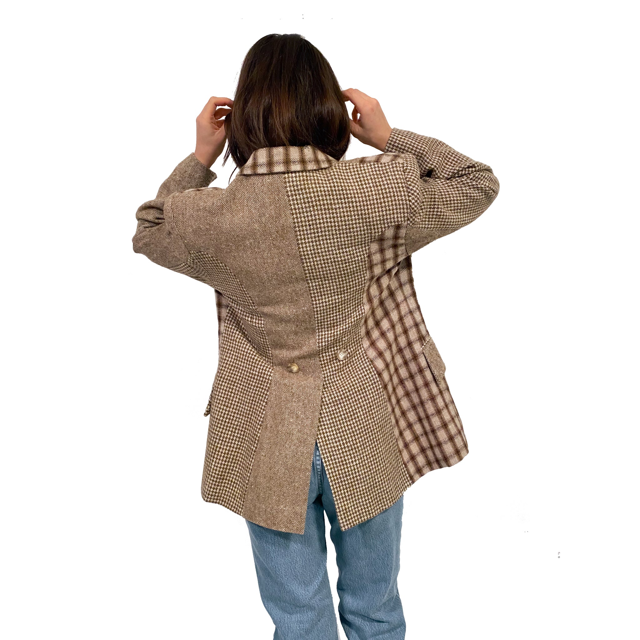 90's Mixed Plaid Blazer (M)