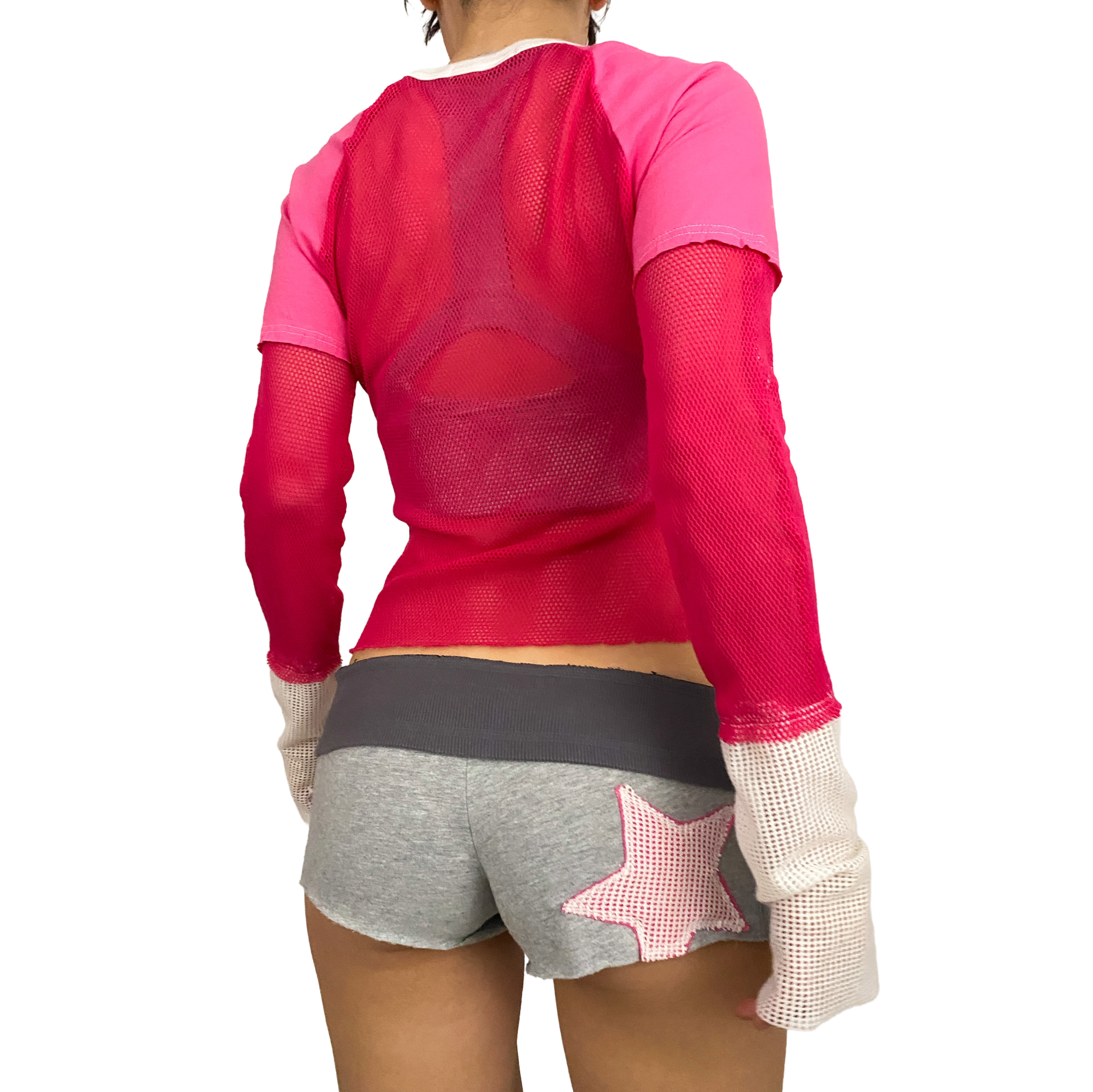 ANGEL SPORT #88 Layered Mesh Long Sleeve Top (S)