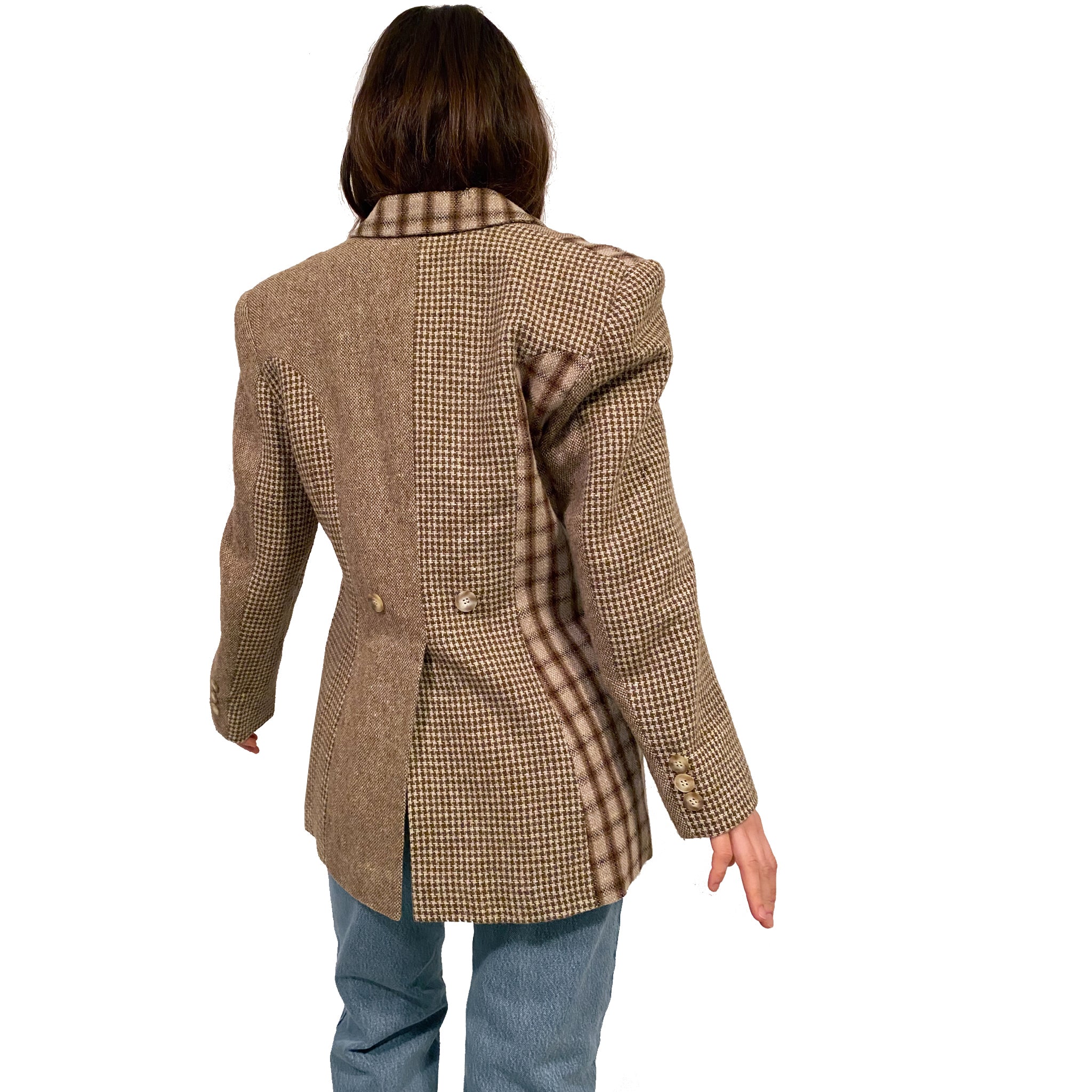 90's Mixed Plaid Blazer (M)