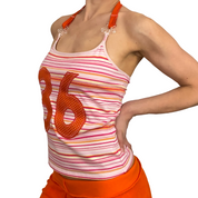 ANGEL SPORT #36 Pink Striped Halter Top (M)