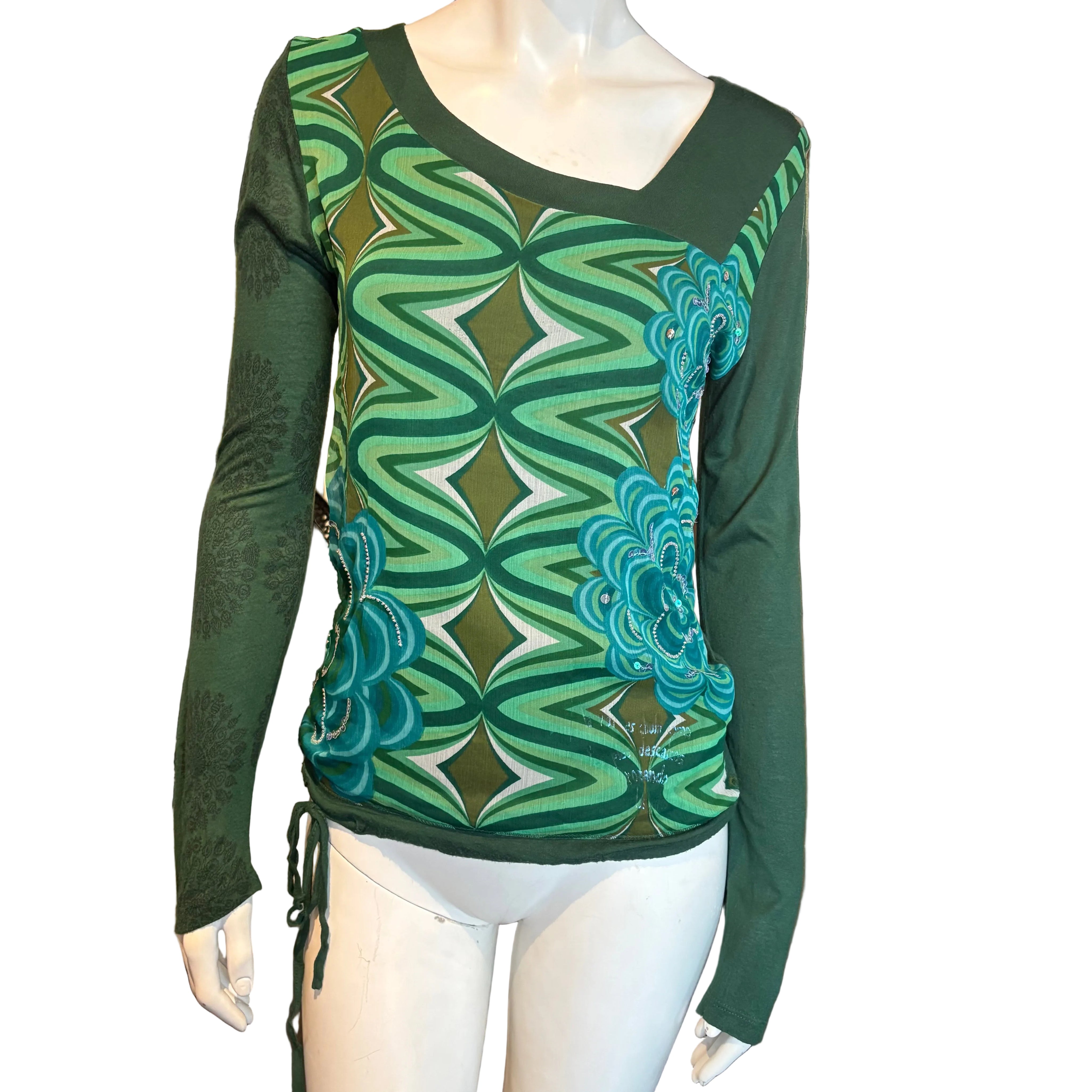 Desigual Geometric Long-Sleeve Top (S)