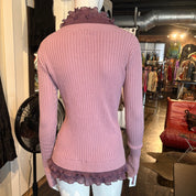 Y2K Pink Rib Knit Cardigan (L/XL)
