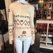Vintage Boho Boat Neck Long-Sleeve (M)