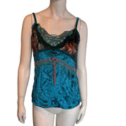 Turquoise Crushed Velvet Cami Top