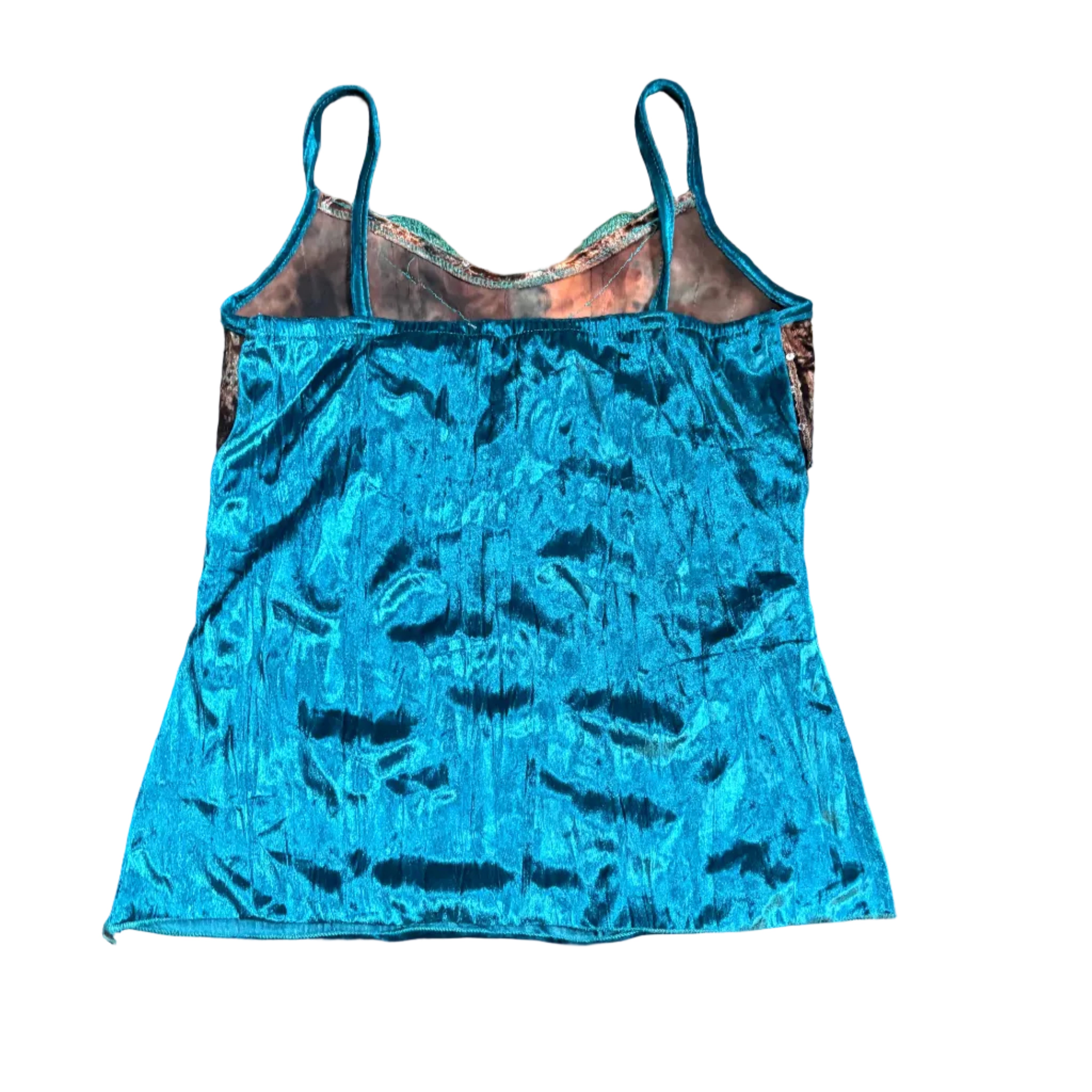 Turquoise Crushed Velvet Cami Top