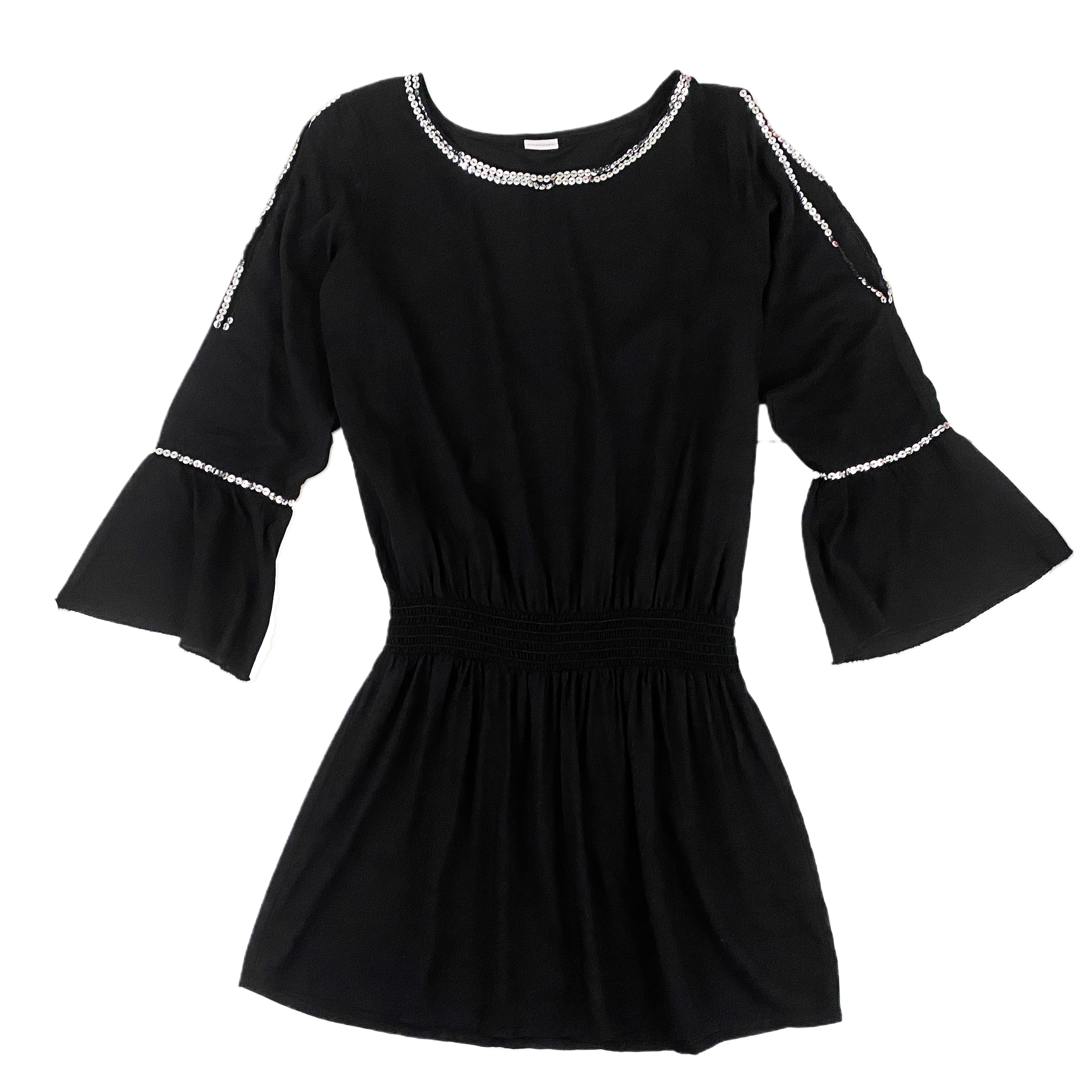 Black Boho Glam Mini Dress (M)