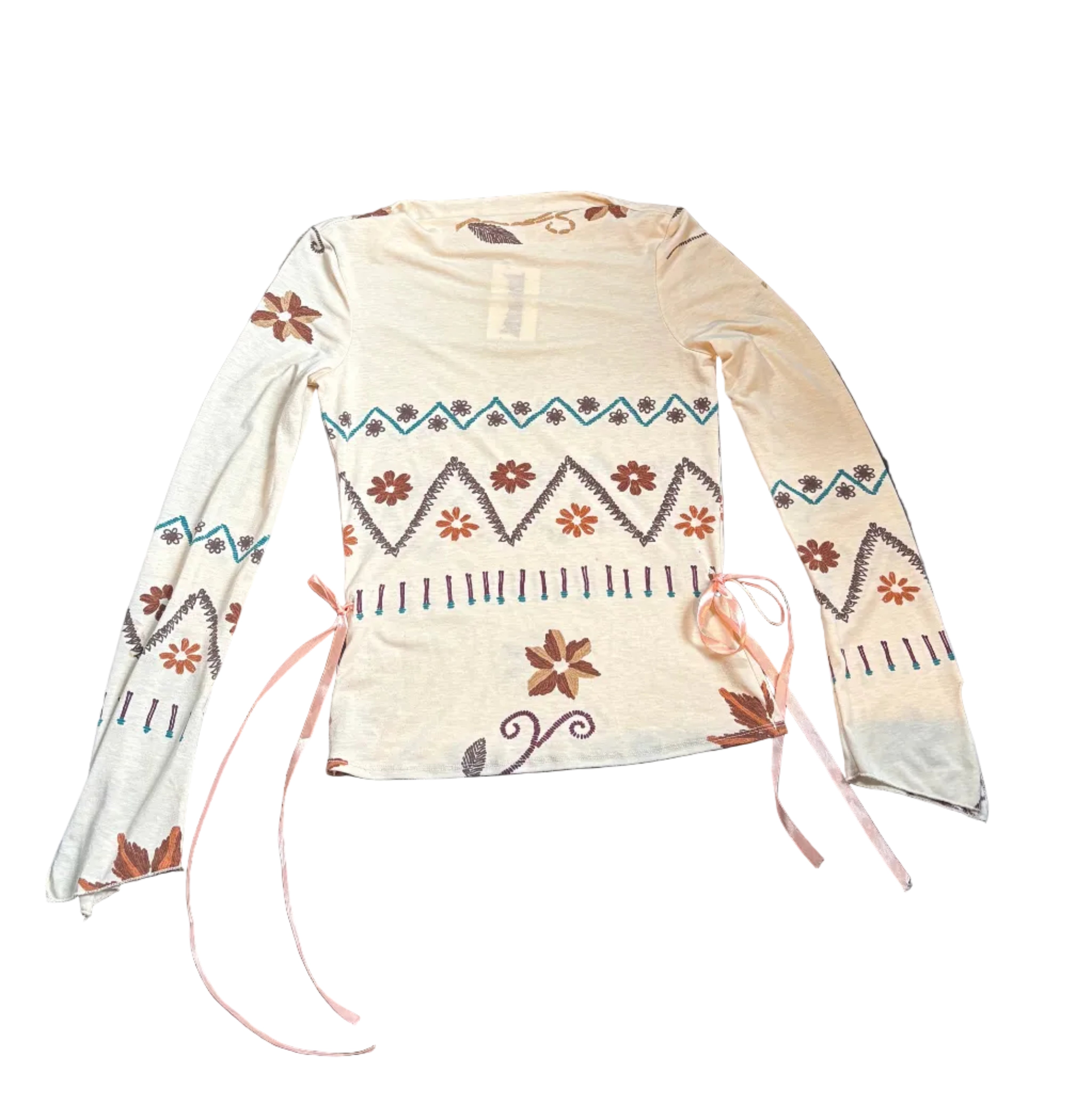 Vintage Boho Boat Neck Long-Sleeve (M)