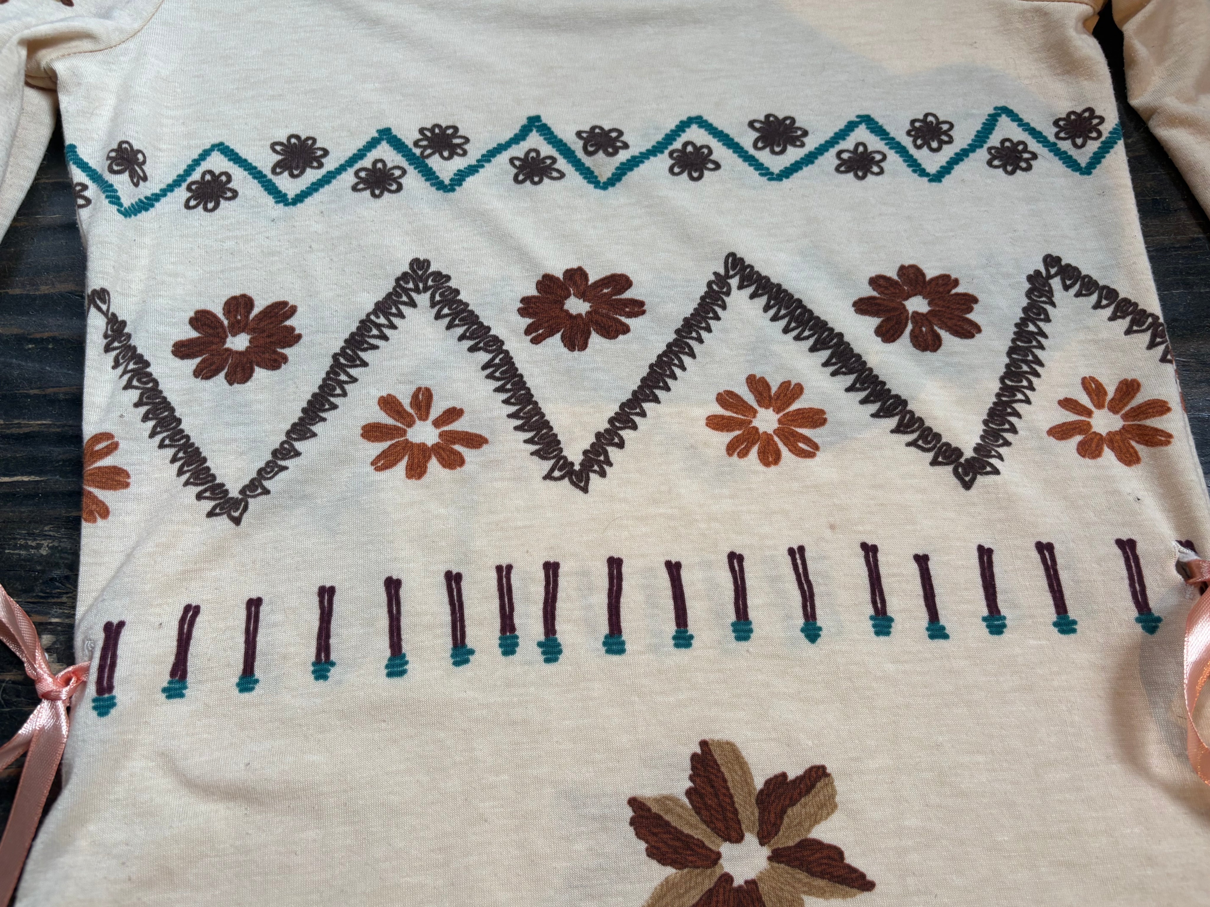 Vintage Boho Boat Neck Long-Sleeve (M)