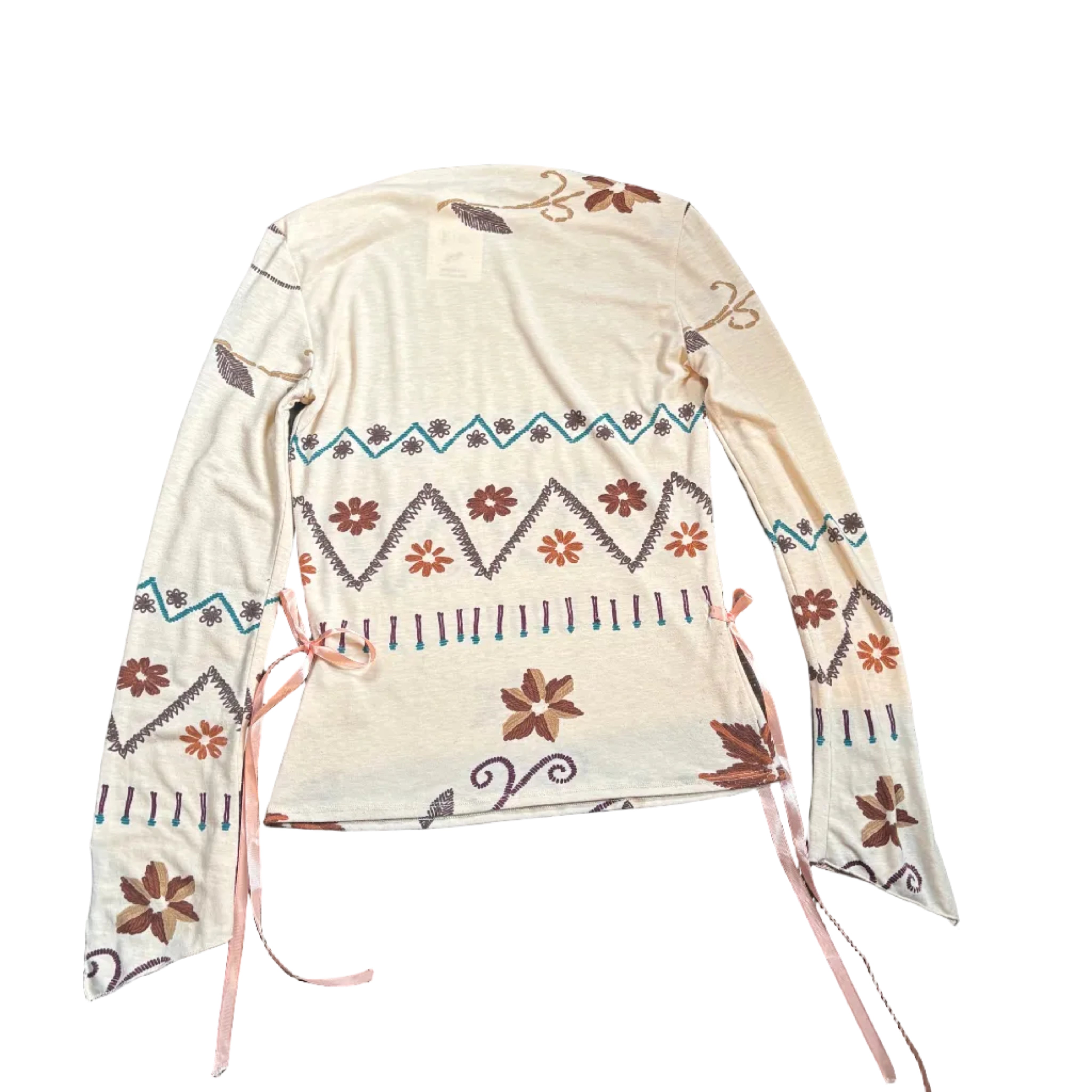 Vintage Boho Boat Neck Long-Sleeve (M)