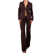 Chocolate Brown Striped Suit Set (S)