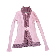 Y2K Pink Rib Knit Cardigan (L/XL)