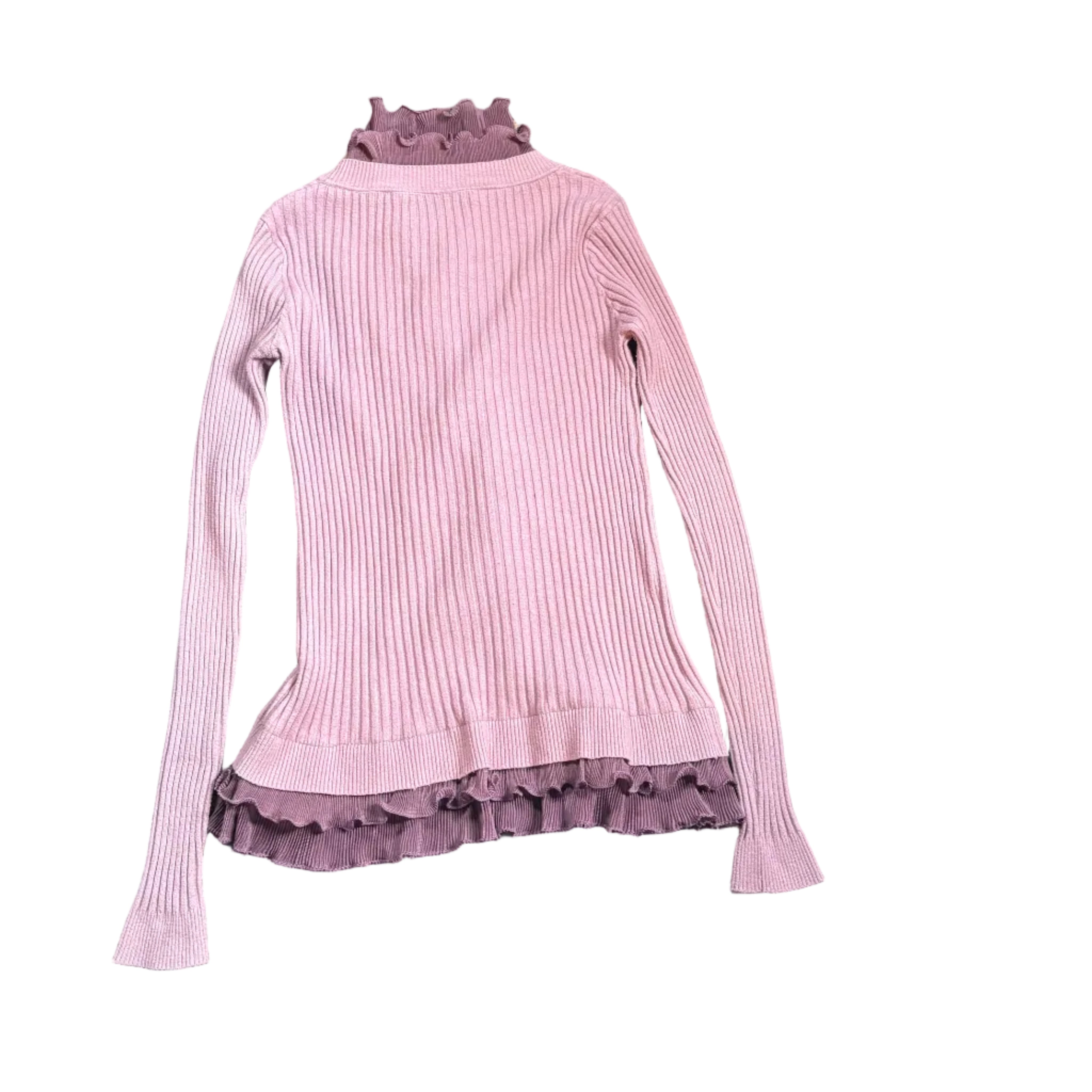 Y2K Pink Rib Knit Cardigan (L/XL)