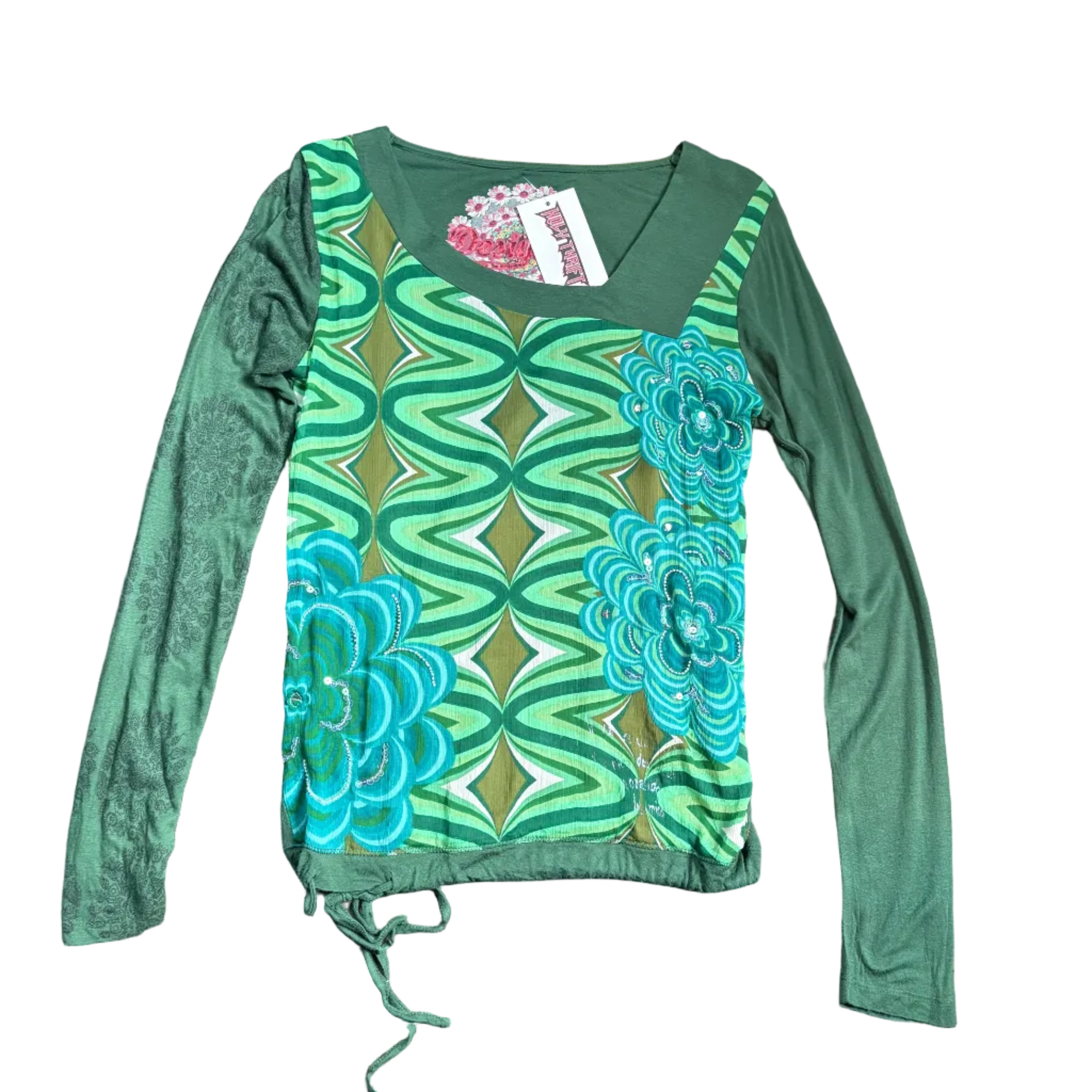 Desigual Geometric Long-Sleeve Top (S)