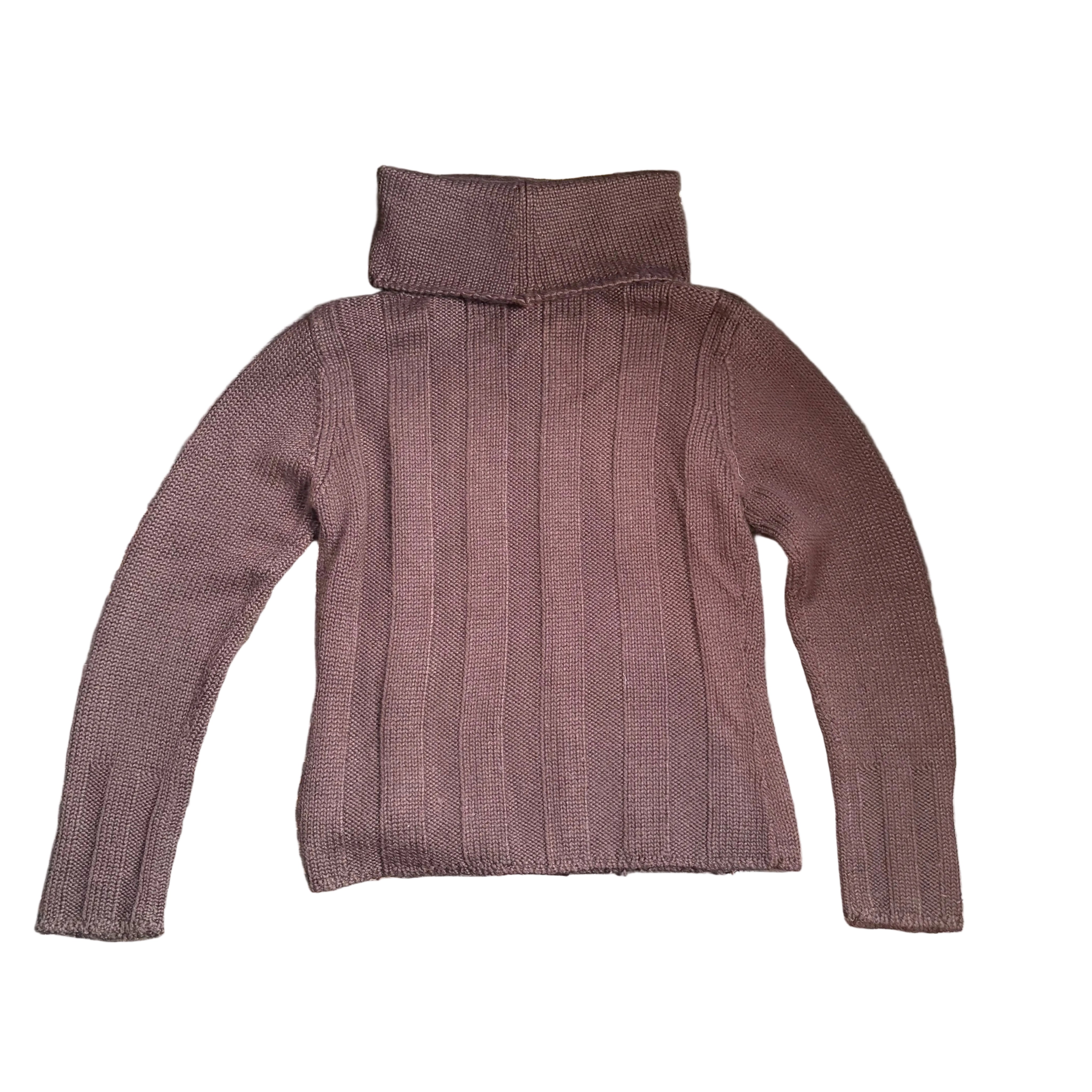 Brown Cowl Neck Ribbon Sweater (M)