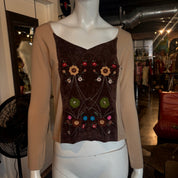Floral Embroidered Knit Long-Sleeve