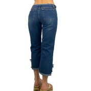 2000s Frayed Low Rise Denim Capris (XS)