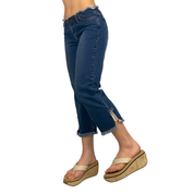 2000s Frayed Low Rise Denim Capris (XS)