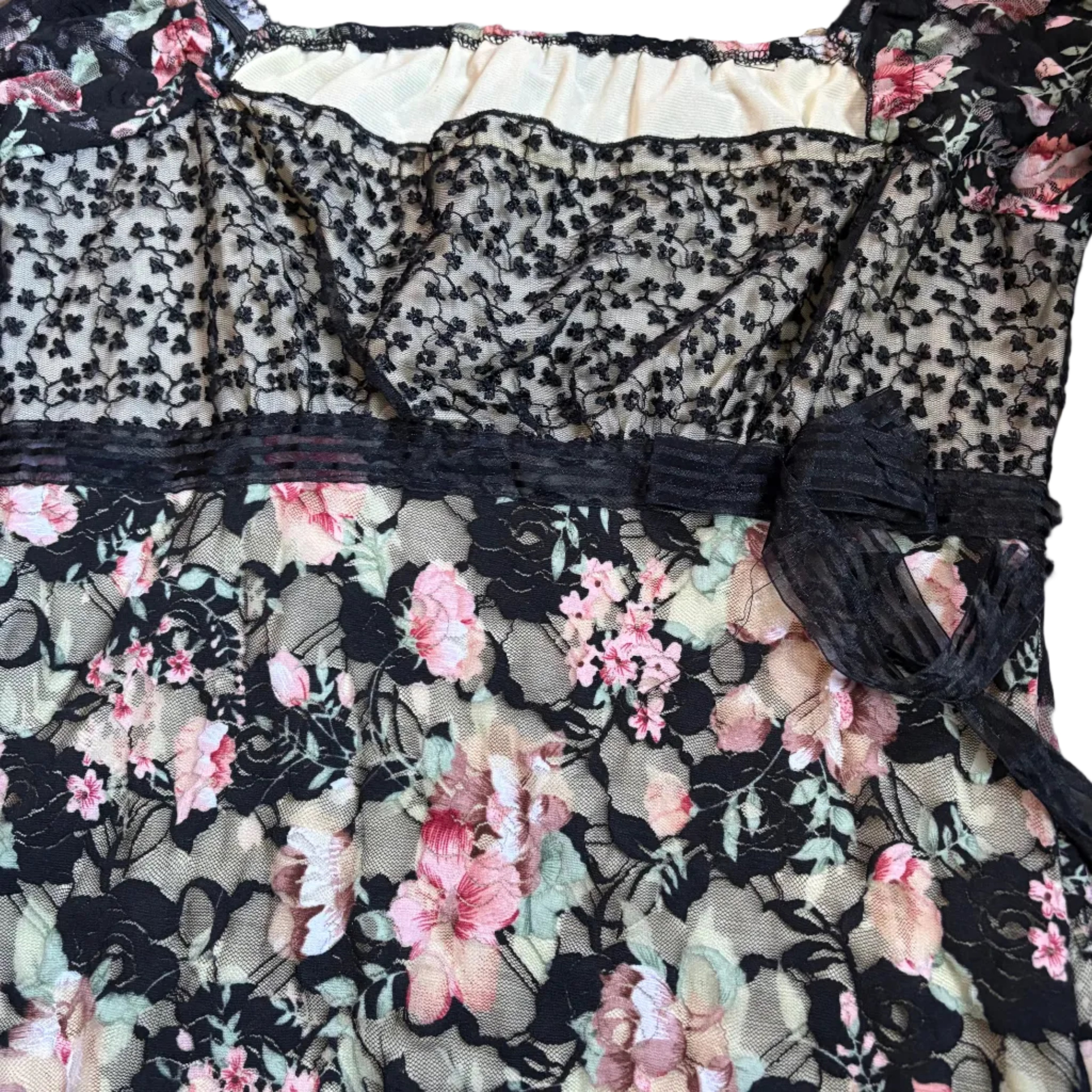 Y2K Floral Long-Sleeve Babydoll Top (M)