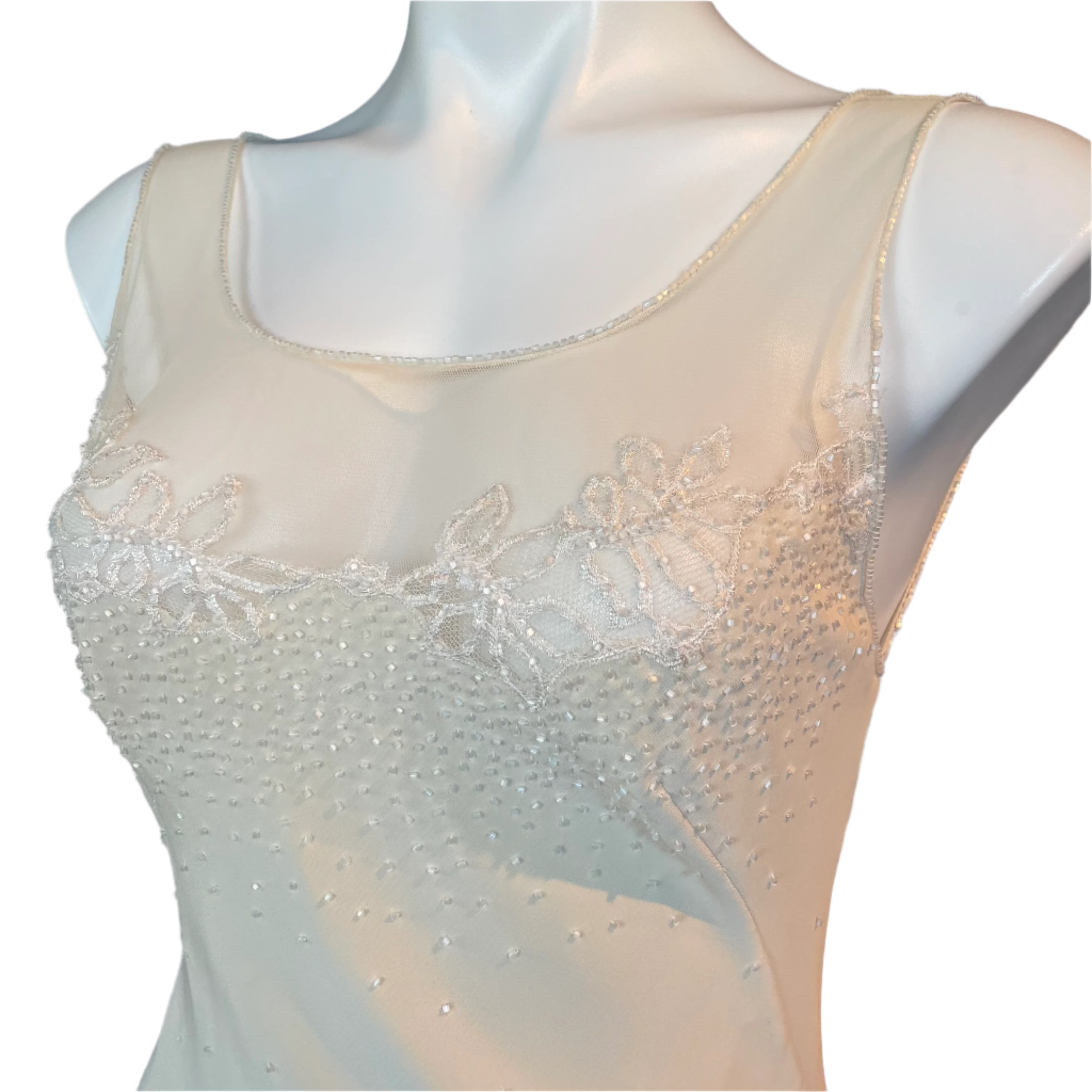 mac duggal floral beaded sheath dress Cache White Beaded Dress – Holy Thrift