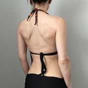 Flame Embellished Backless Halter Top (S)