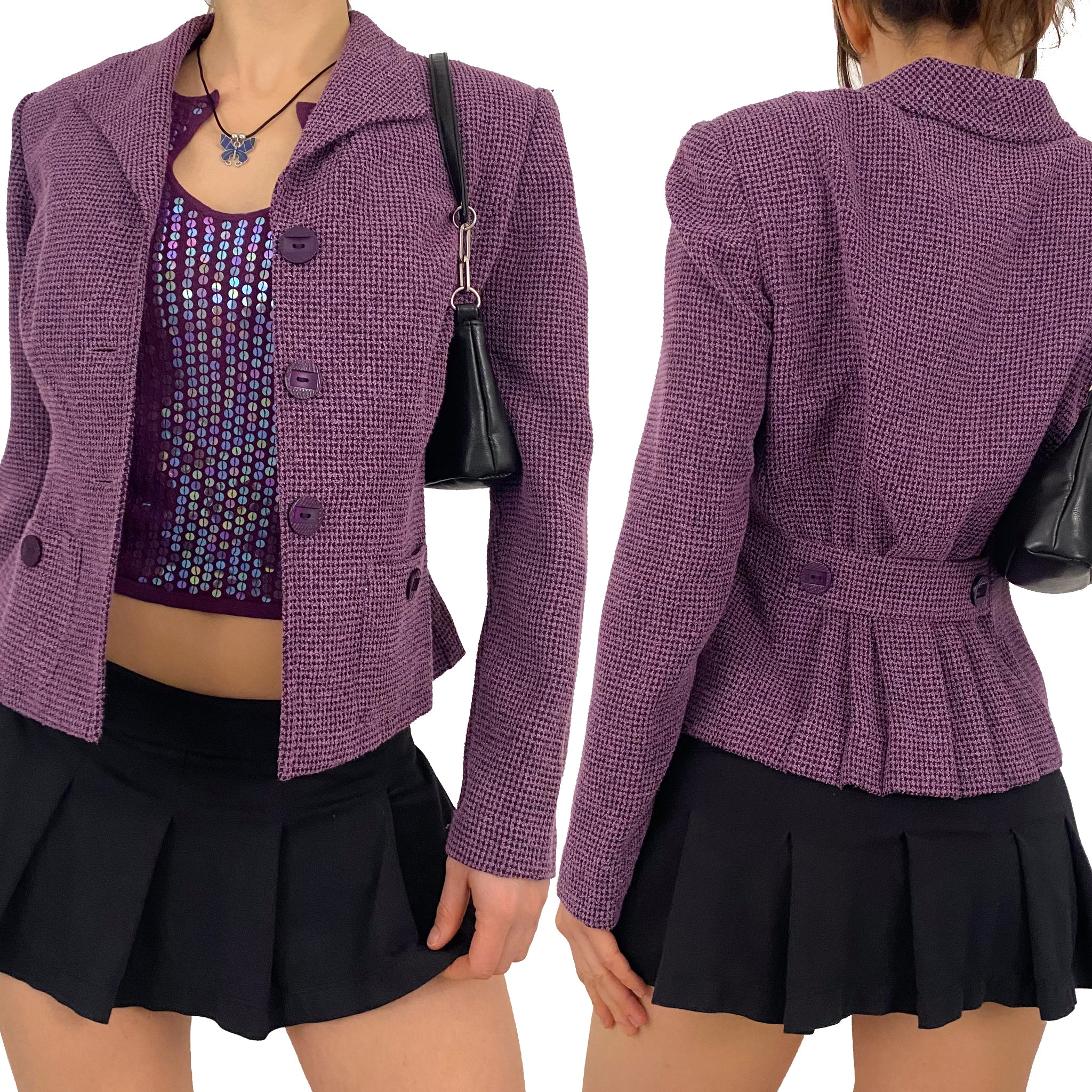 Vintage Plum Tweed Jacket (S)