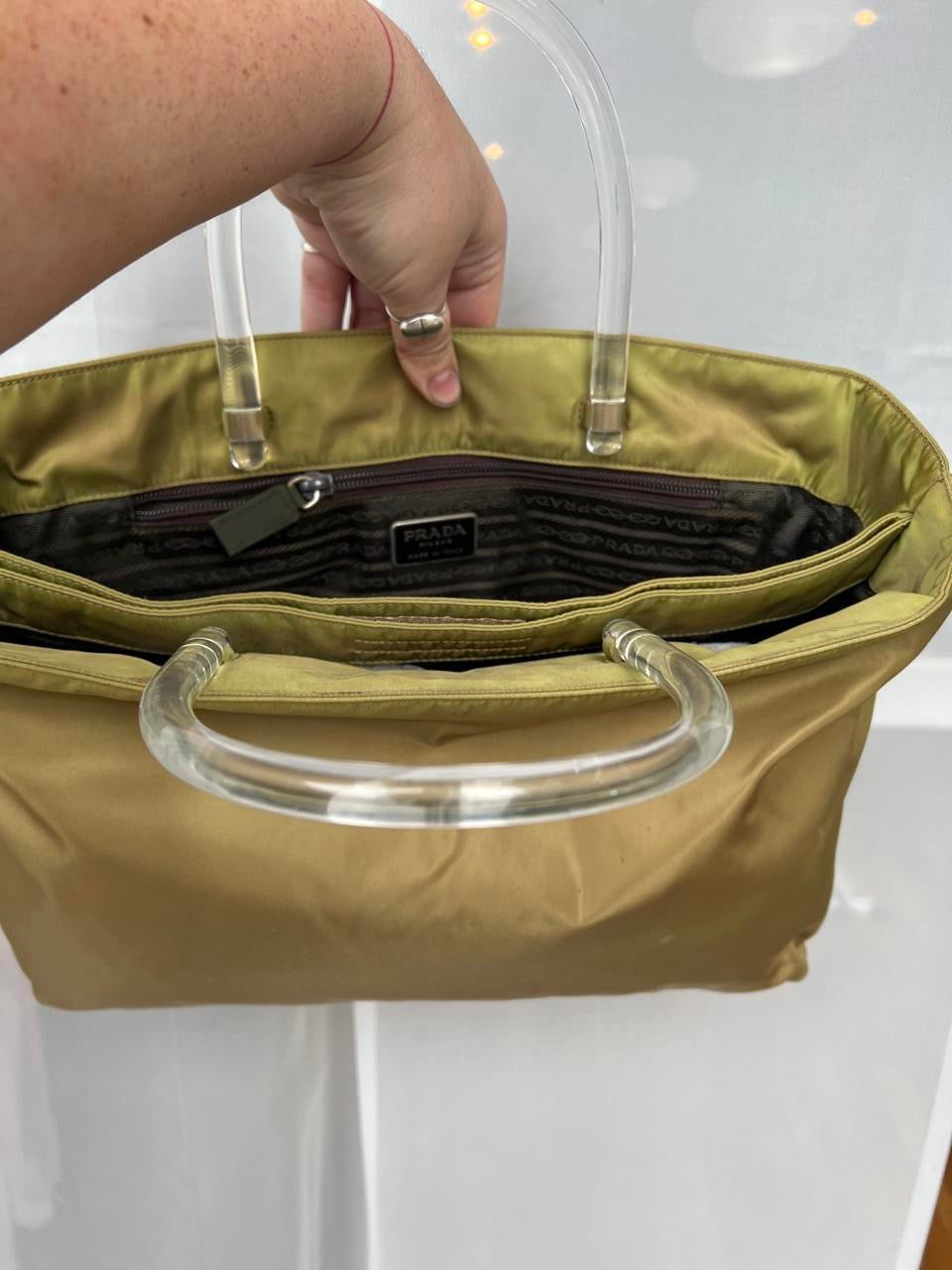 Vintage Prada Nylon Handbag with Lucite Handles