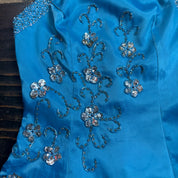 Y2K Blue Satin Embellished Halter (S)