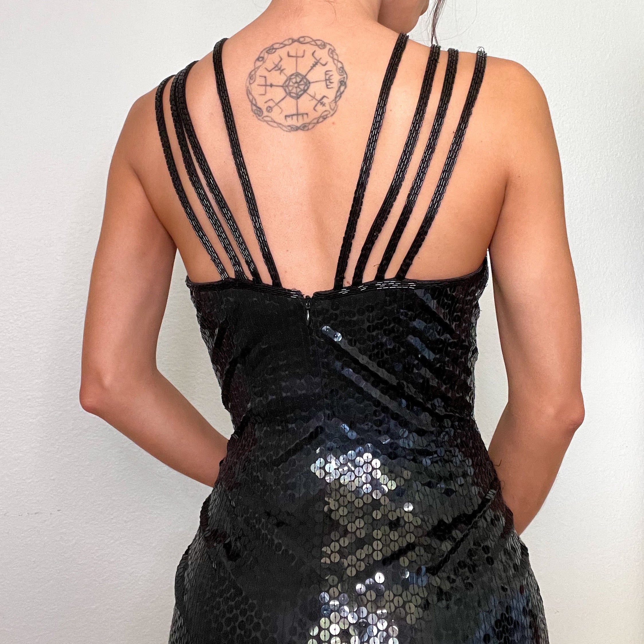 Black Vintage Sequin Mini Dress (S)