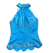 Y2K Blue Satin Embellished Halter (S)