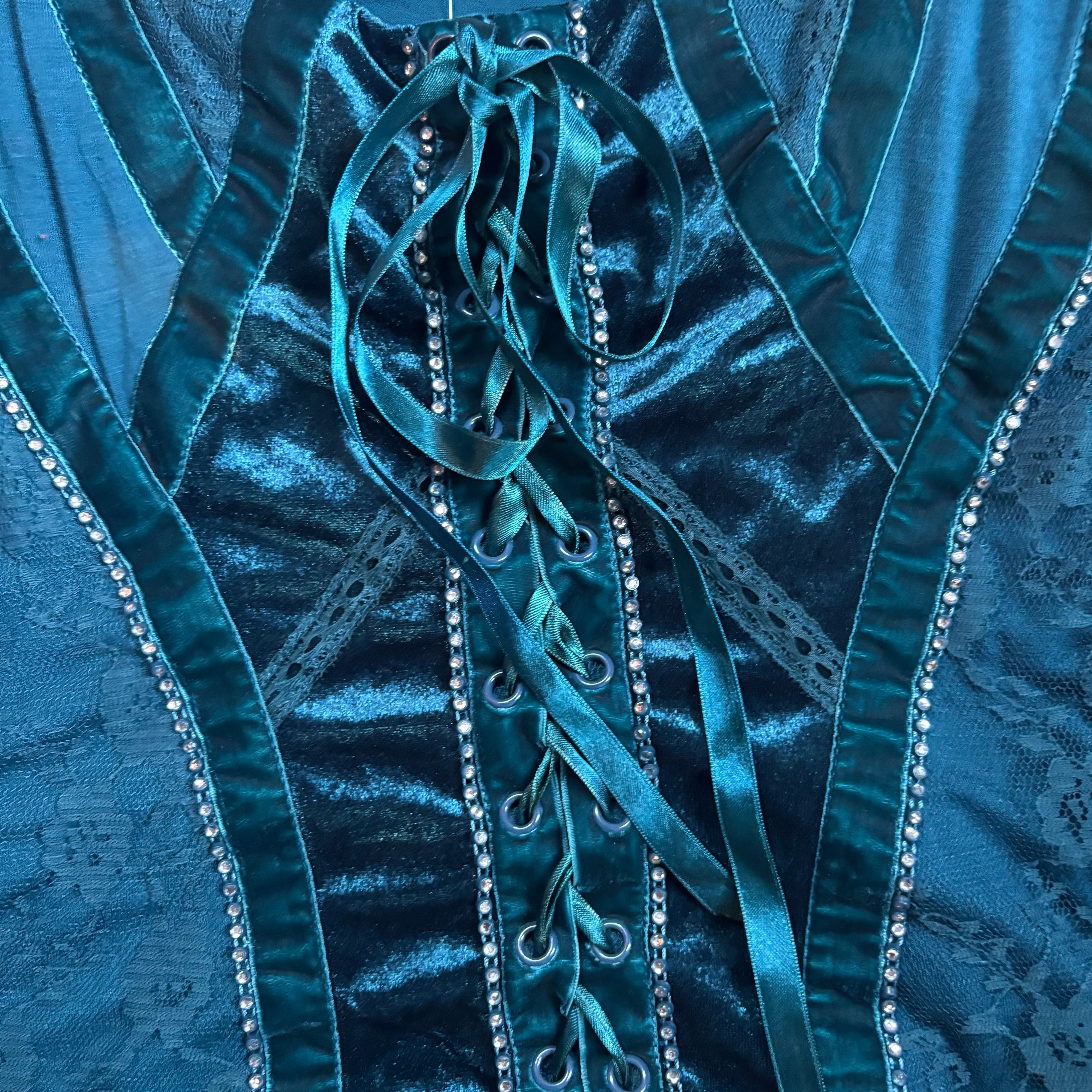 Velvet Emerald Lace-Up Tank (L)