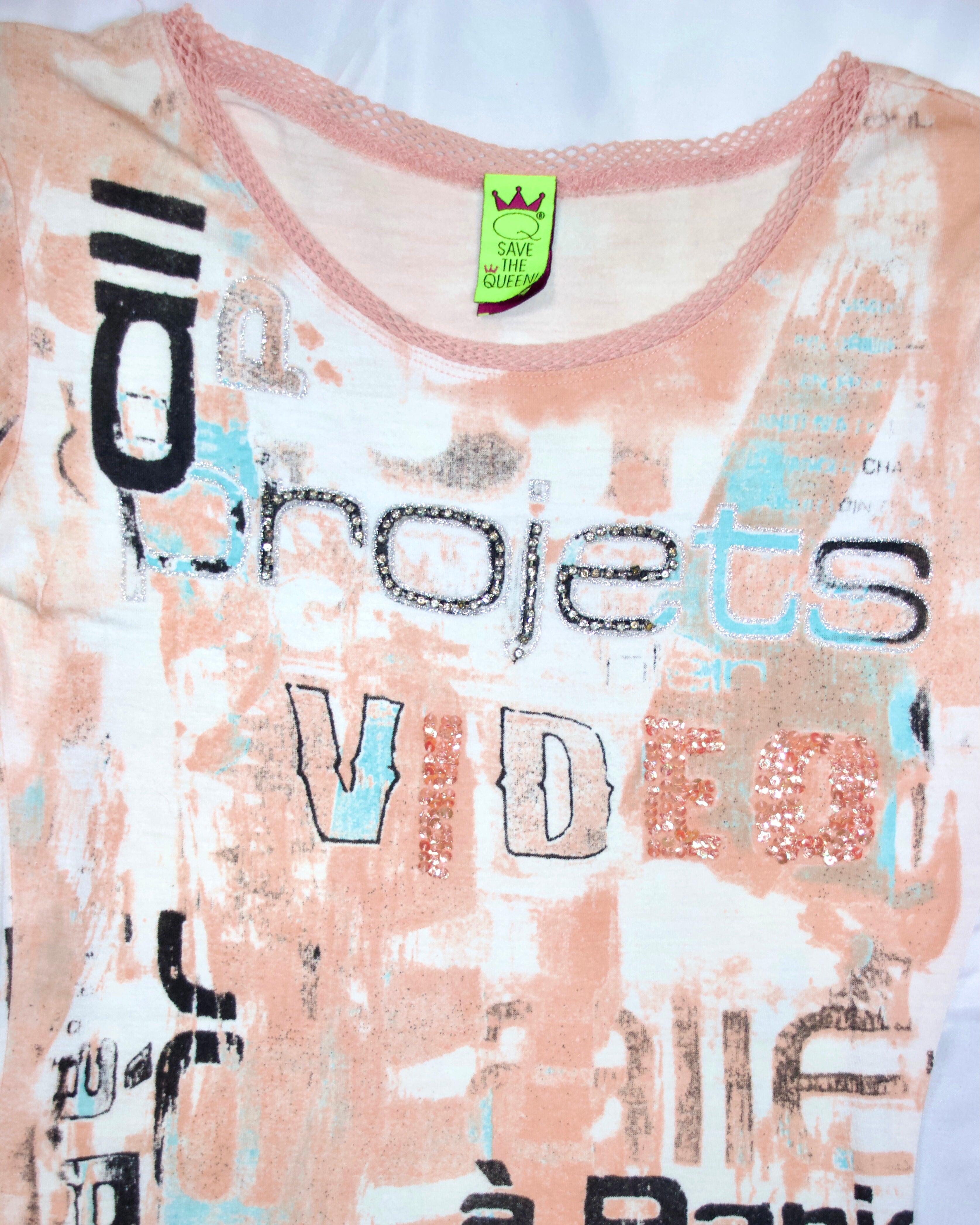 Y2K Save the Queen Mixed Media Top (S-M)