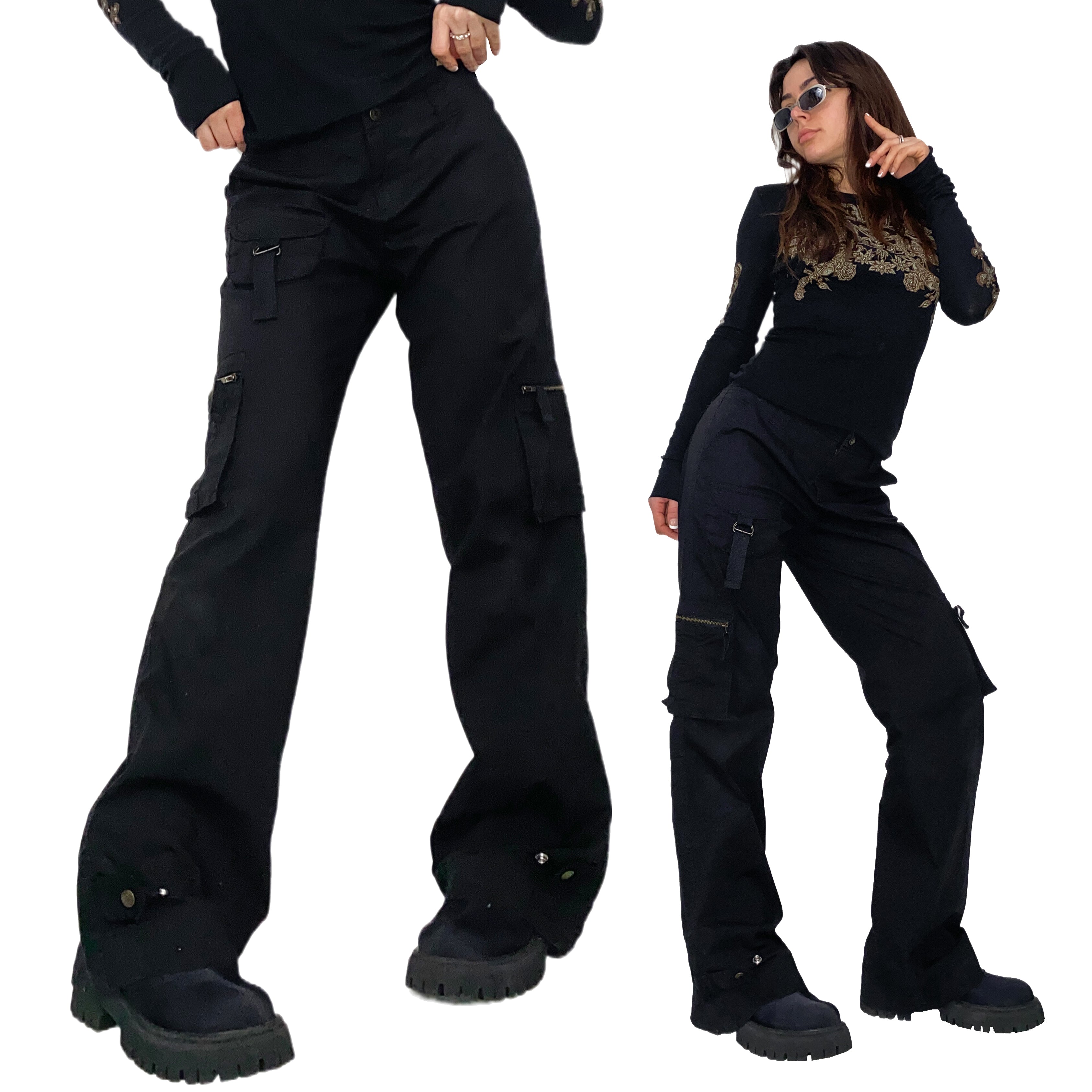 Y2K Black Mid-Rise Utility Cargos (M)