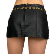 Black Leather Mini Skirt & Belt (XS)