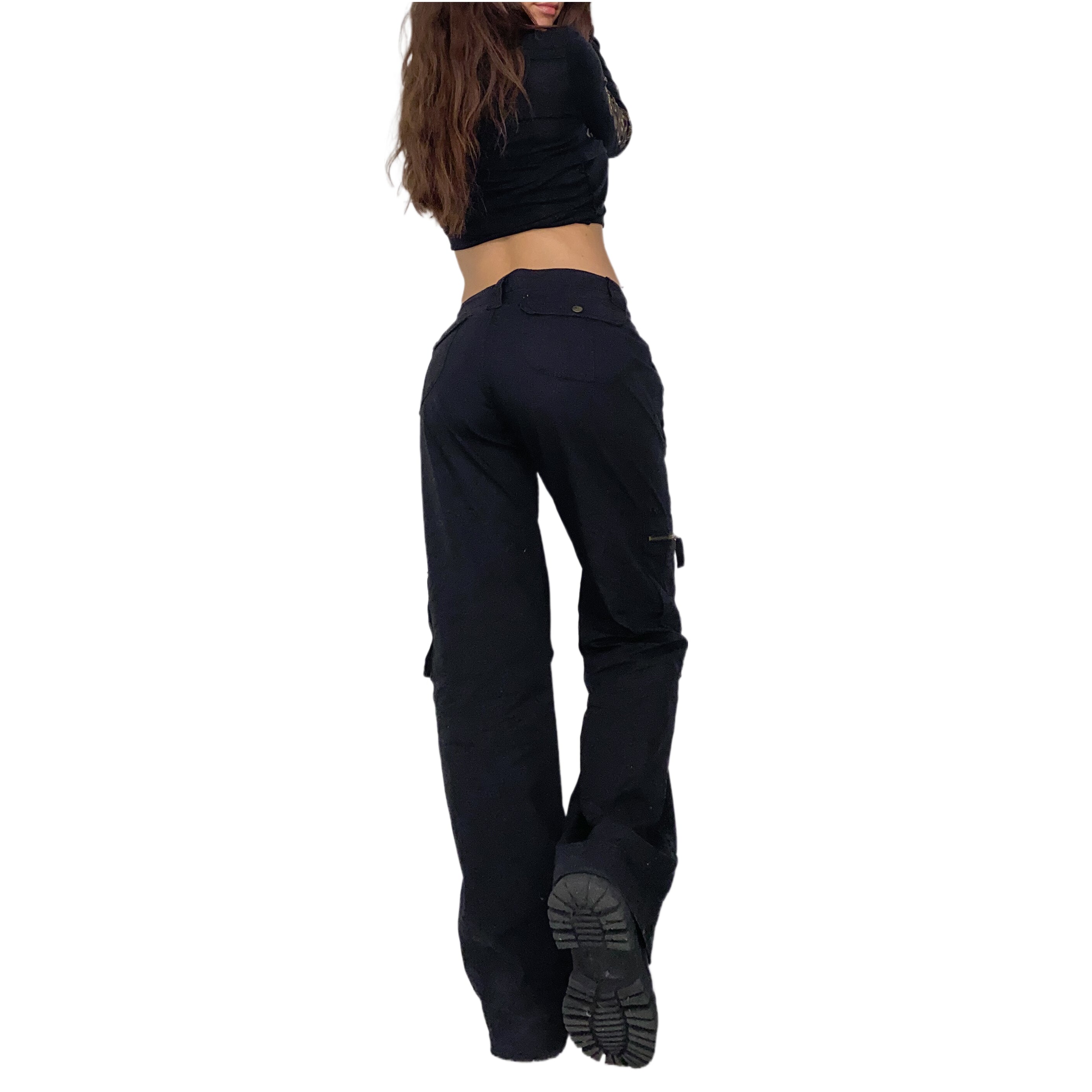 Y2K Black Mid-Rise Utility Cargos (M)