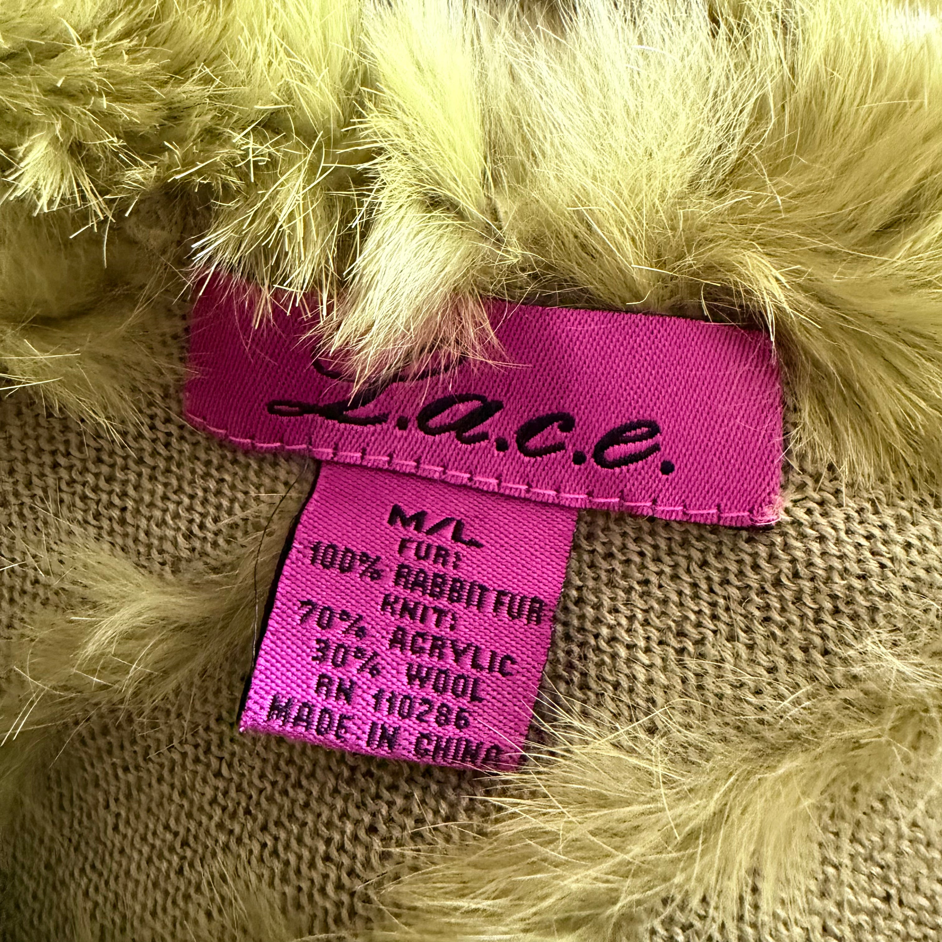 Green Rabbit Fur Poncho (M/L)