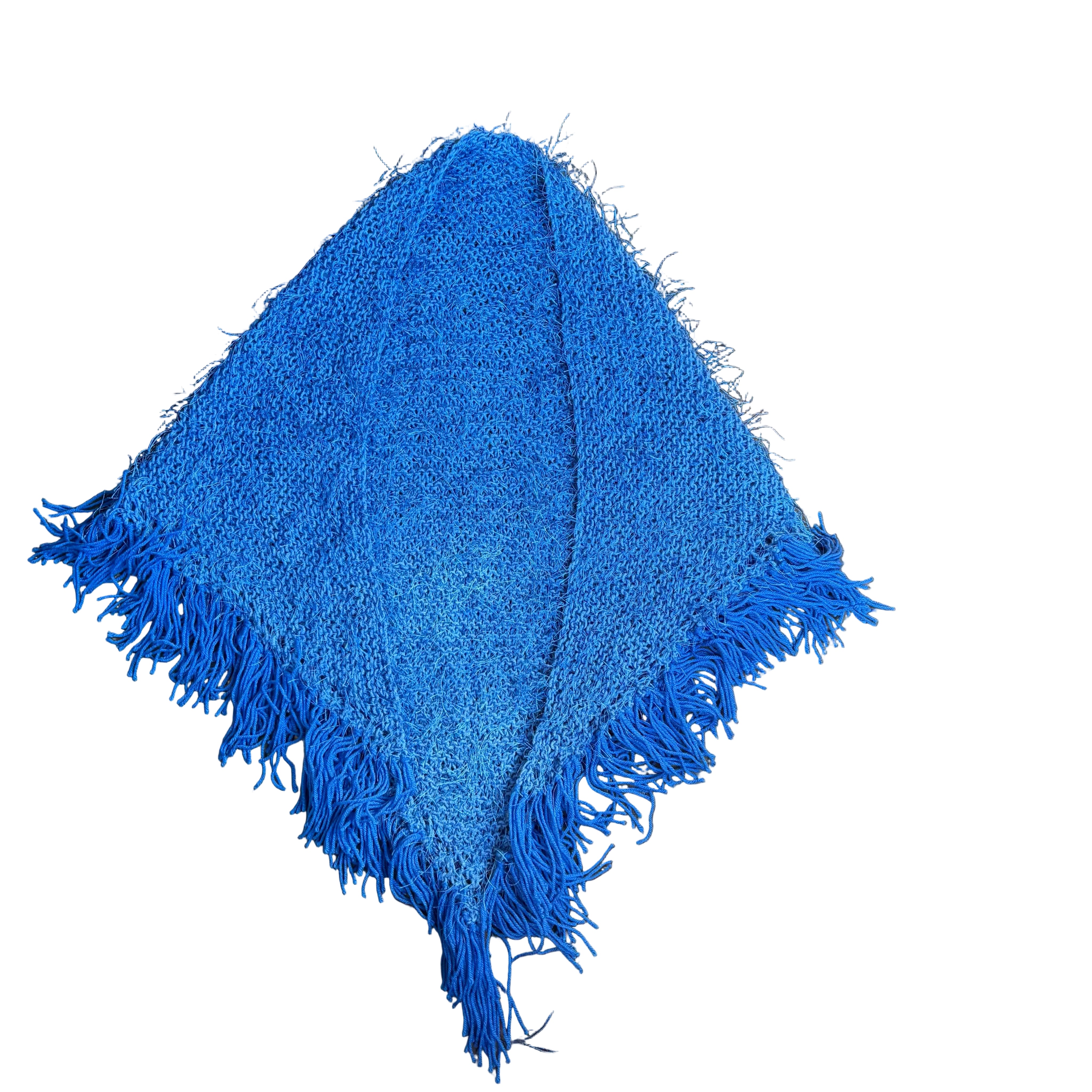 Vibrant Blue Fringe-Hem Shawl (O/S)