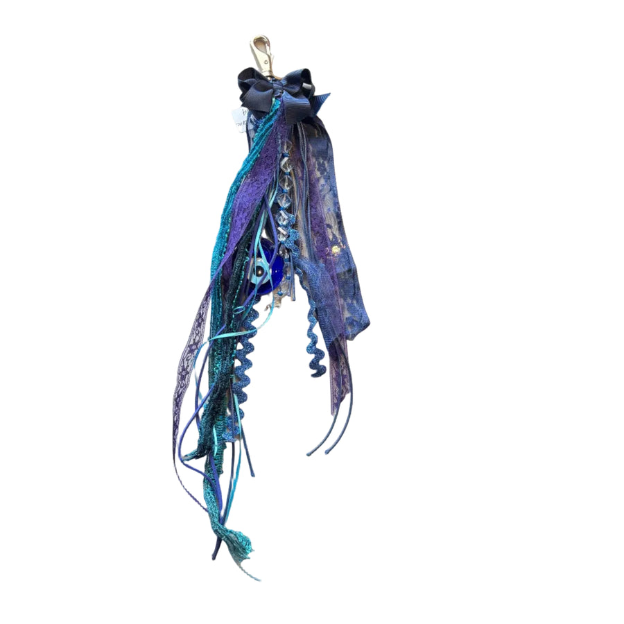 Blue Ribbon Tassel Keychain