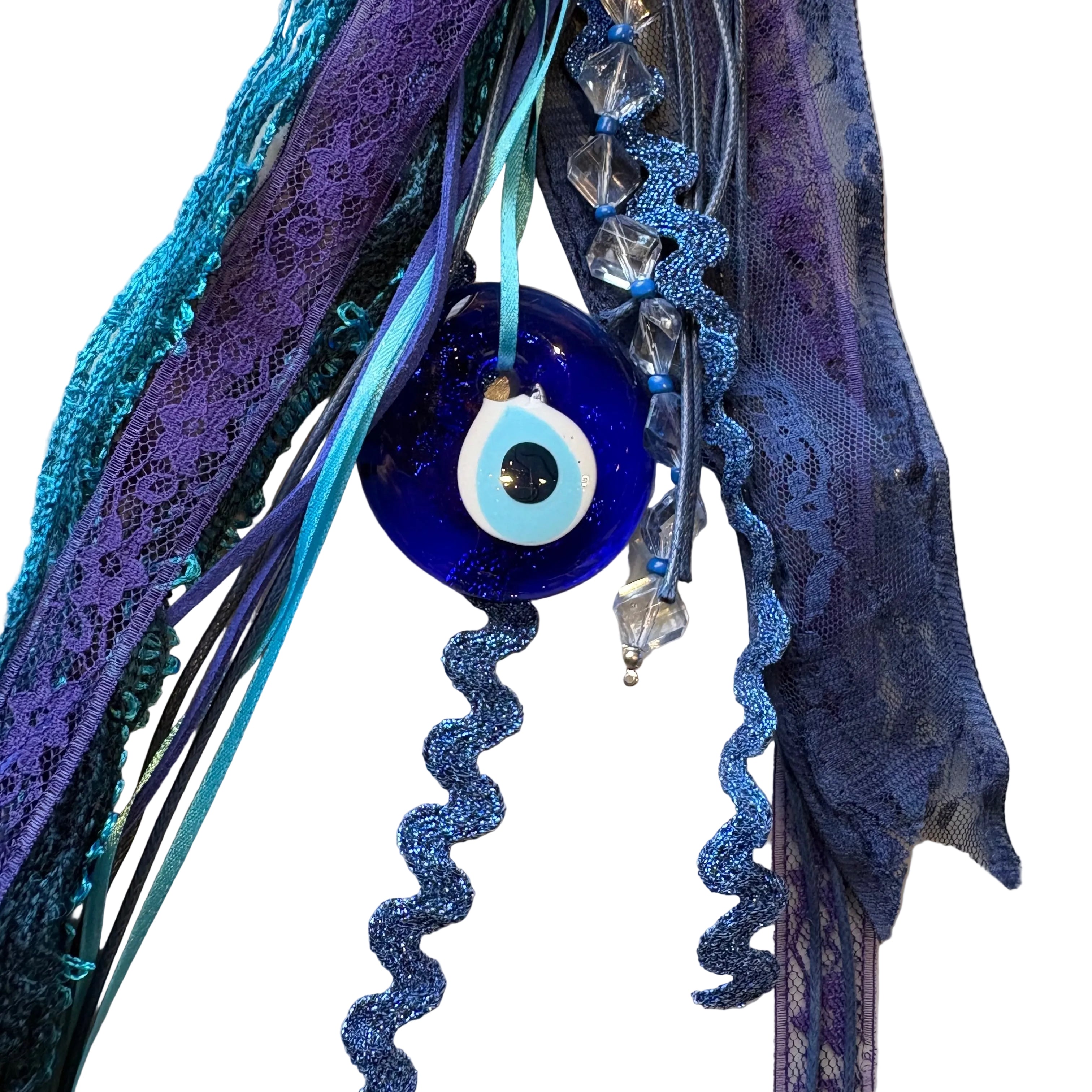 Blue Ribbon Tassel Keychain