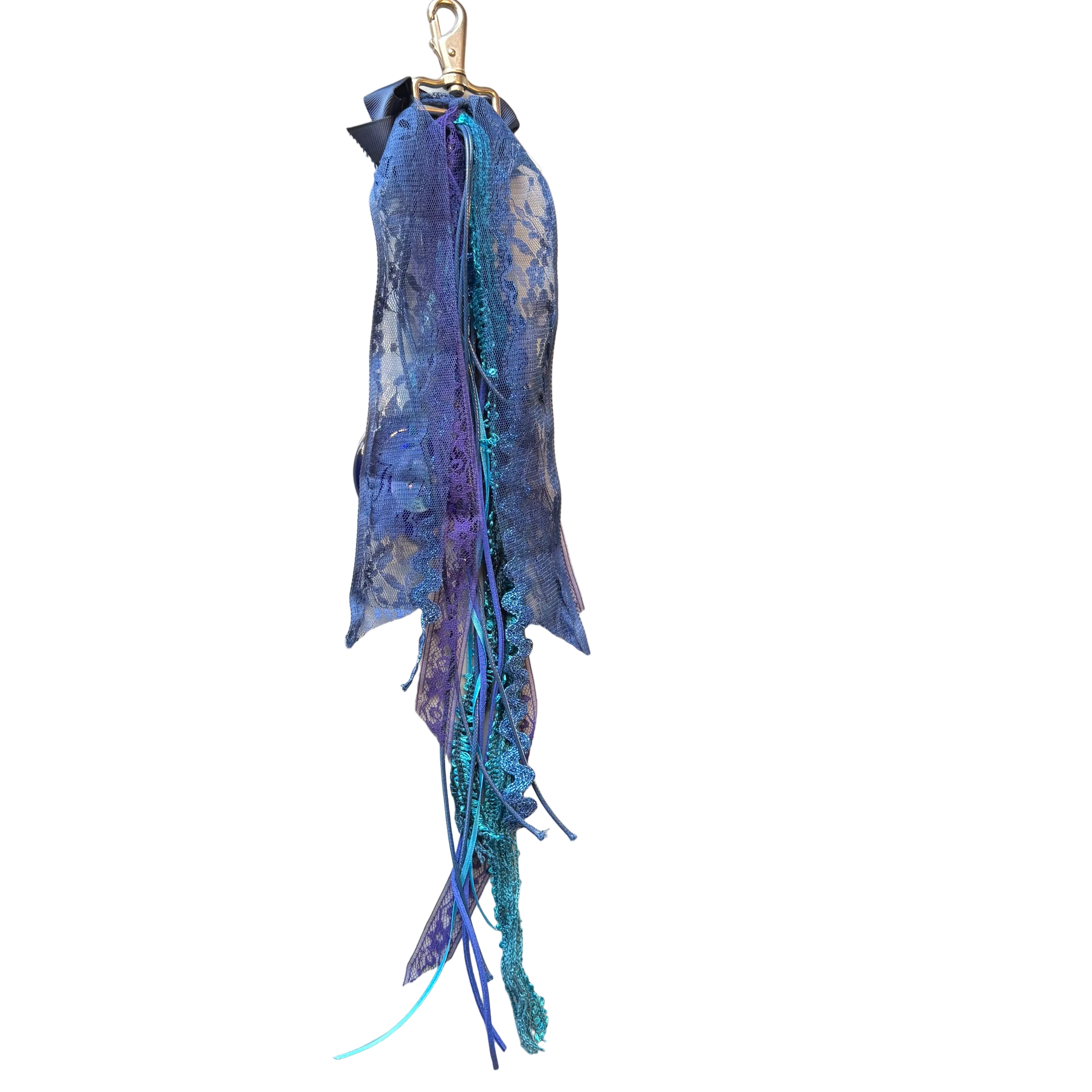 Blue Ribbon Tassel Keychain