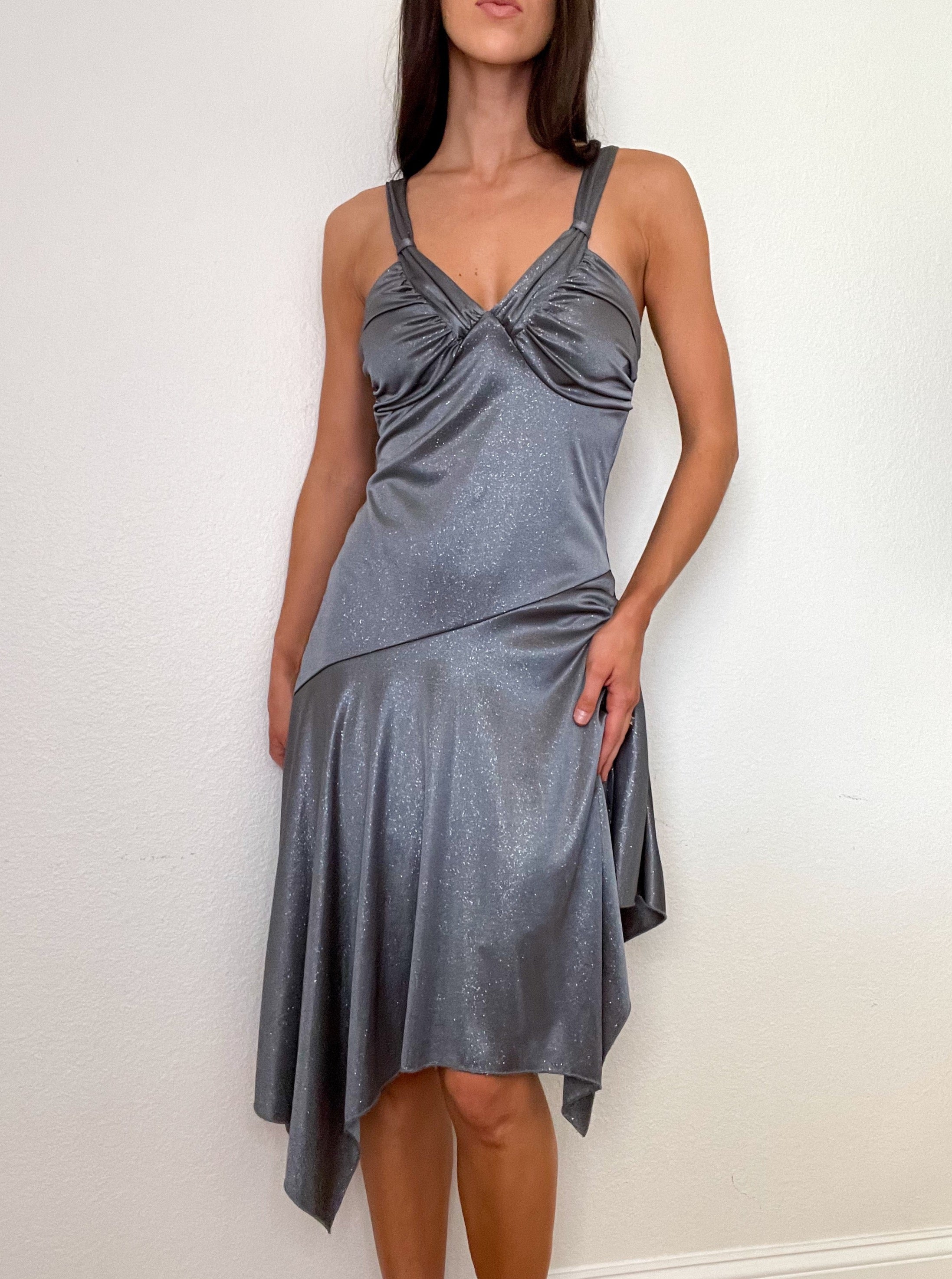 Green Glitter 2000s Midi Dress (S)