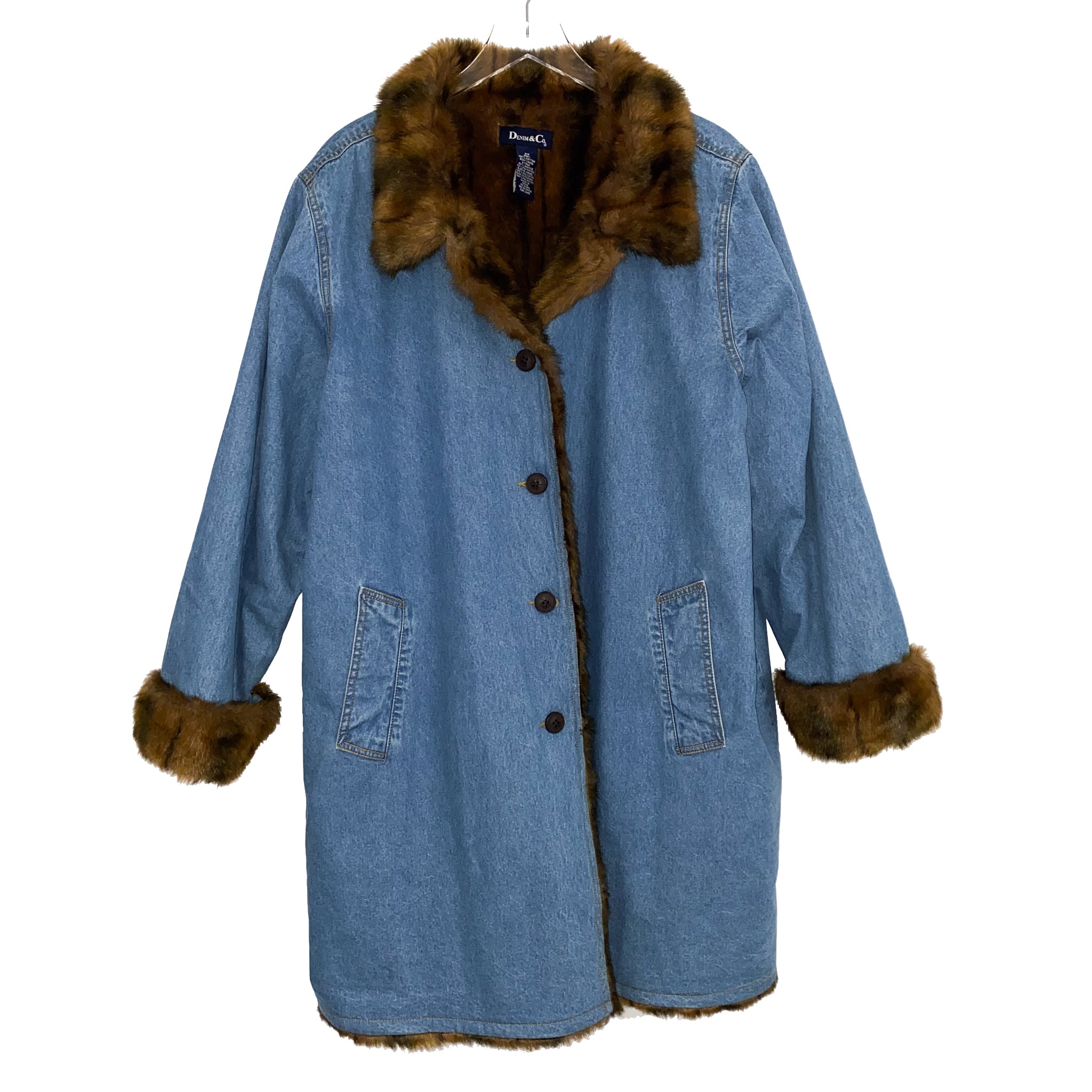 Faux Fur Denim Jacket (2X)