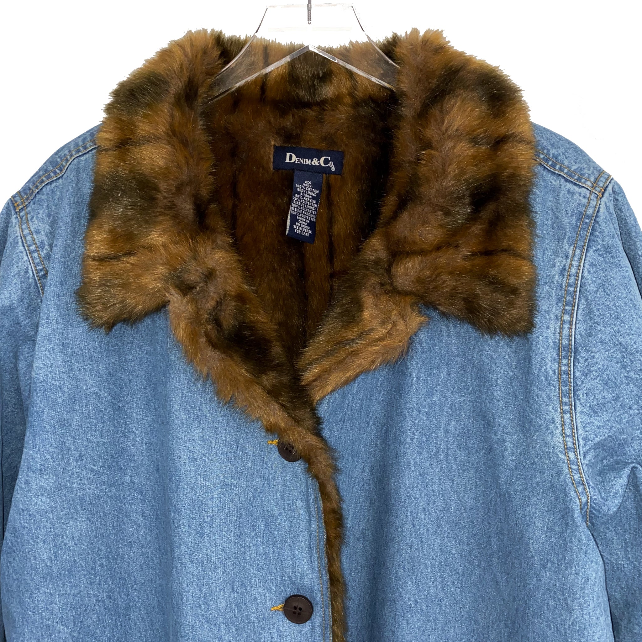 Faux Fur Denim Jacket (2X)