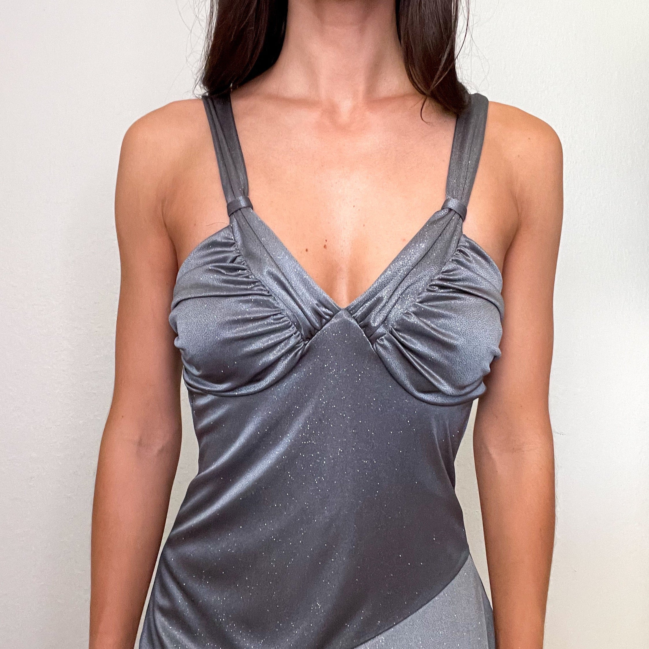 Green Glitter 2000s Midi Dress (S)