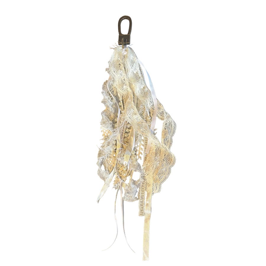 White Ribbon Tassel Keychain