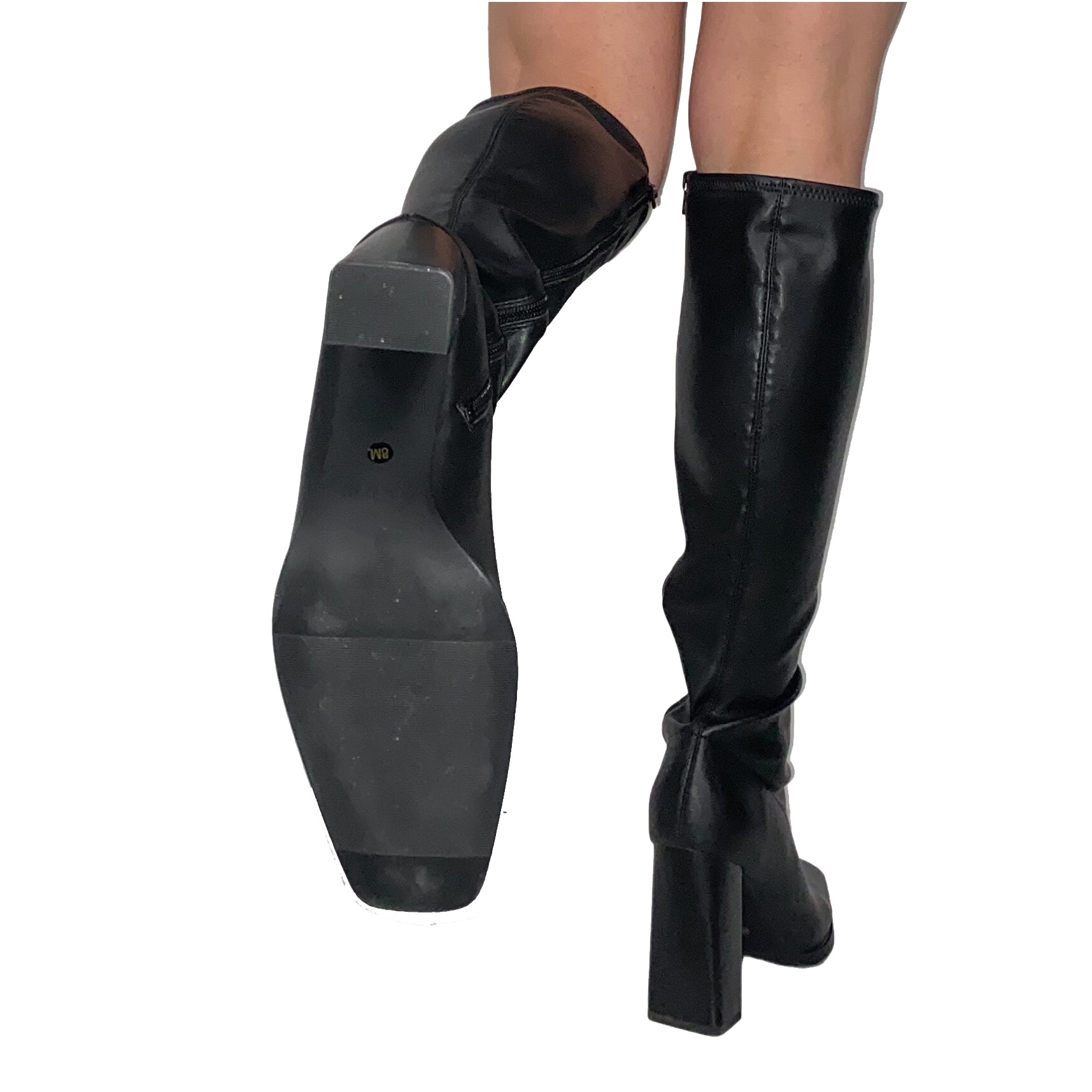 Black Knee High Silver Toe Boots (8)