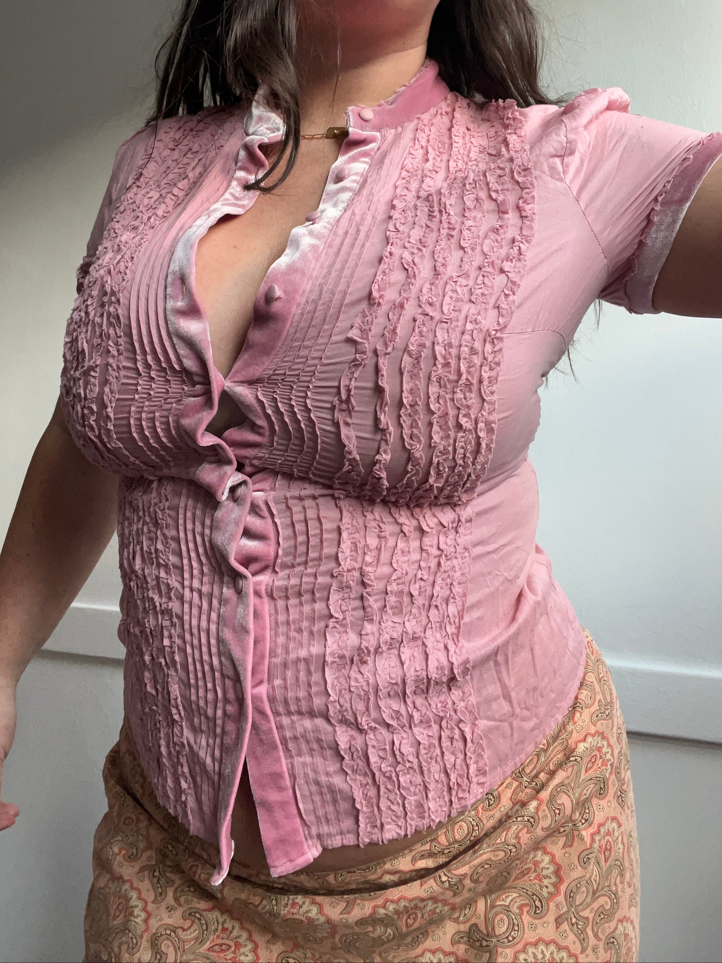 Vintage Pink Button-Up (L)