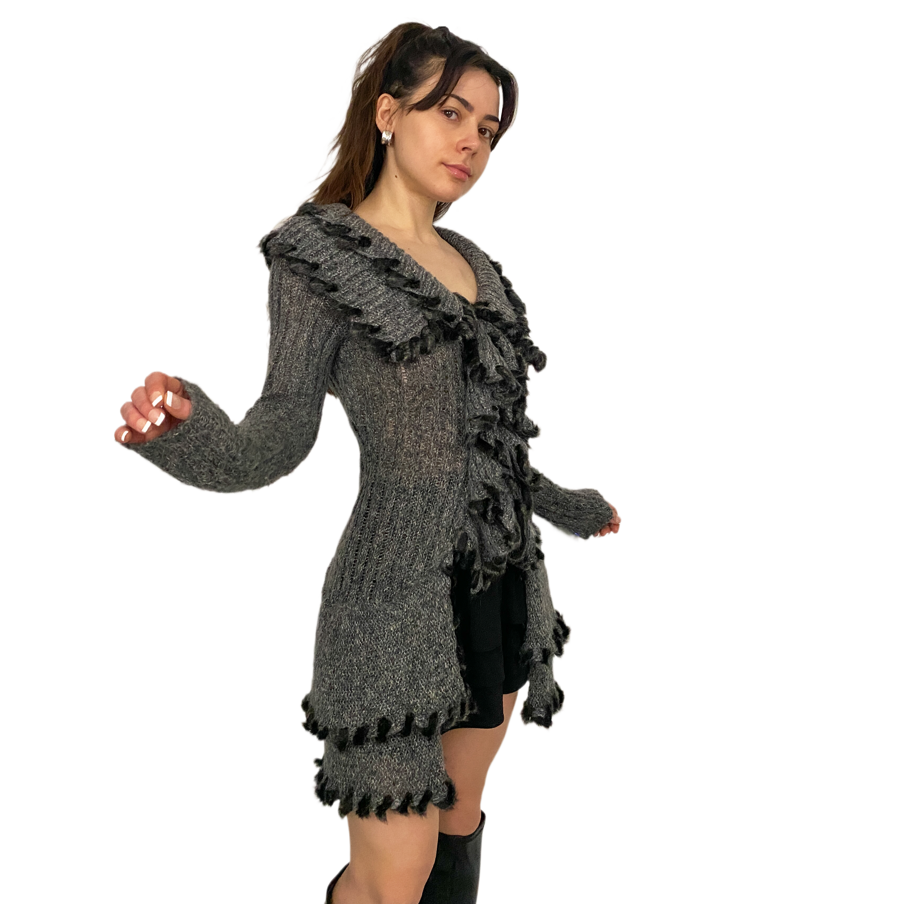 Soft Knit Faux Fur Duster (S)