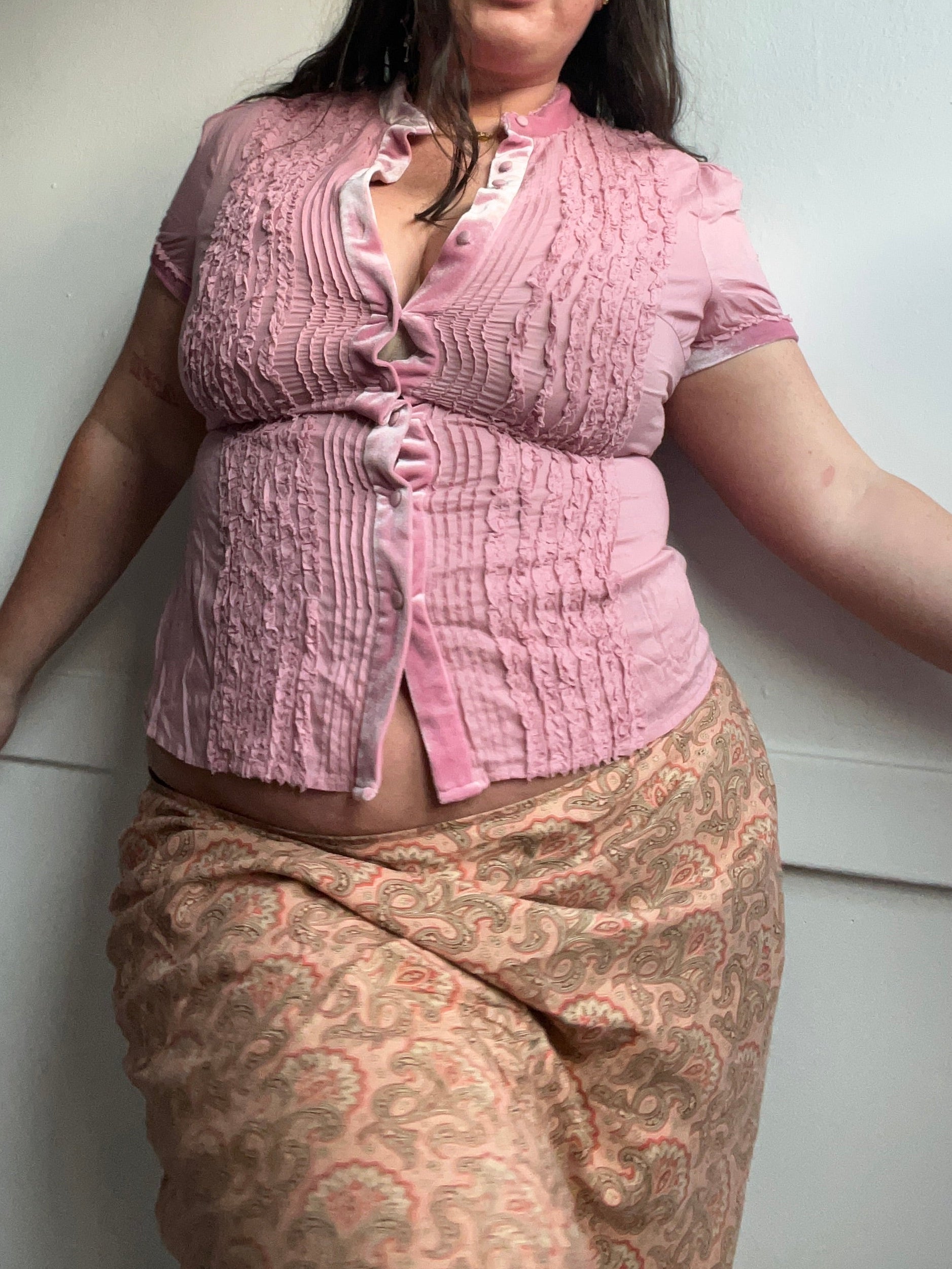 Vintage Pink Button-Up (L)