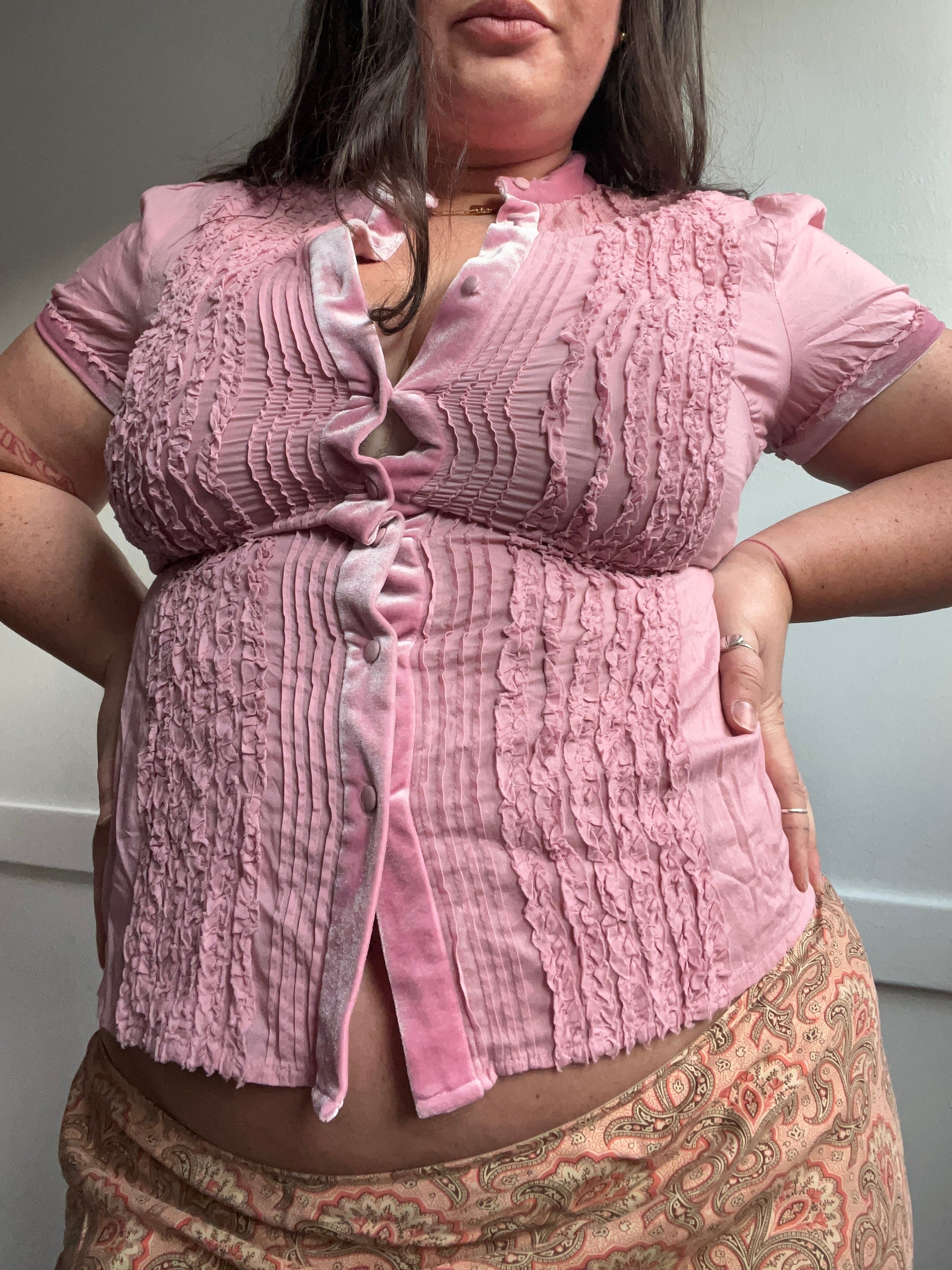 Vintage Pink Button-Up (L)